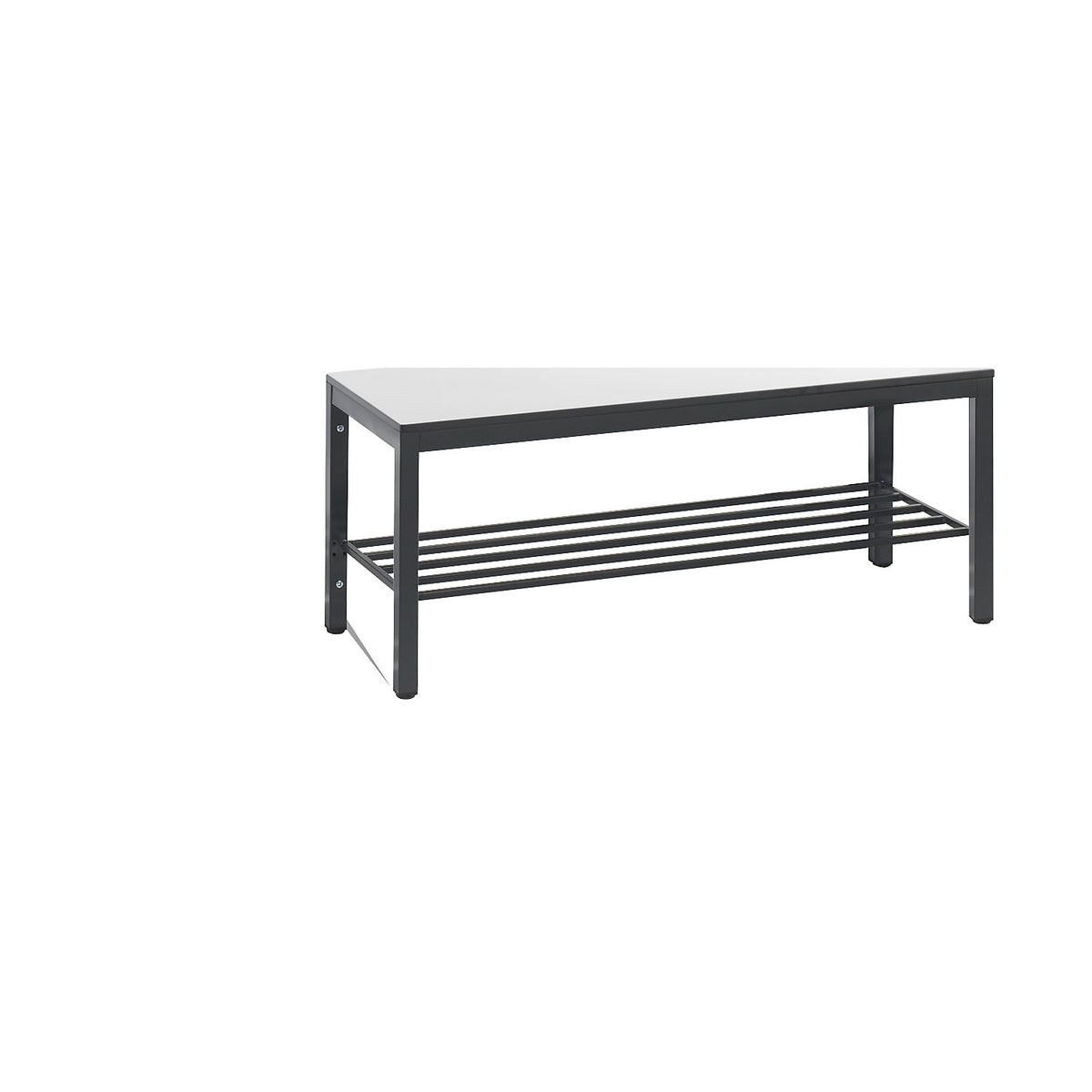 COMFORT changing room bench, HPL seat surface, length 1000 mm, white, shoe rack.