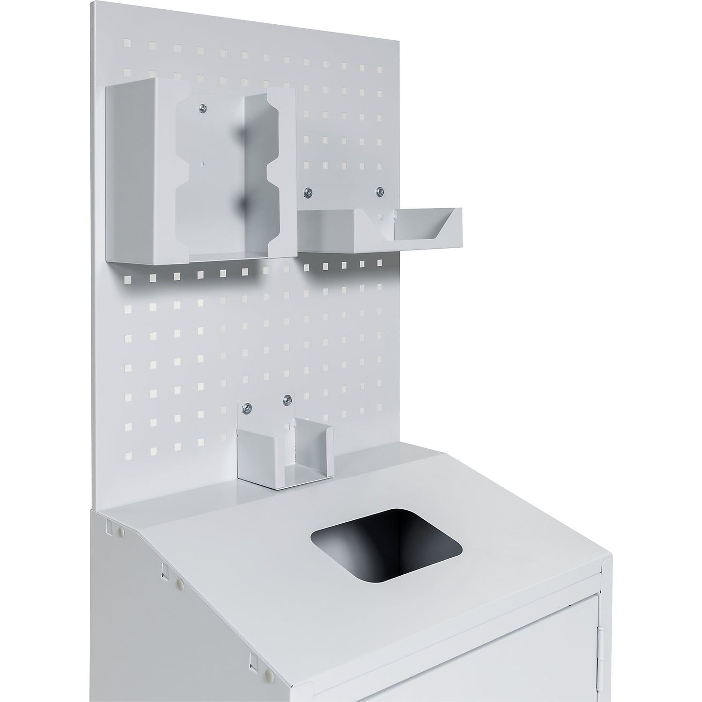 Accessory set for workshop hygiene station, 3 brackets for perforated wall assembly, suitable for hygiene station.
