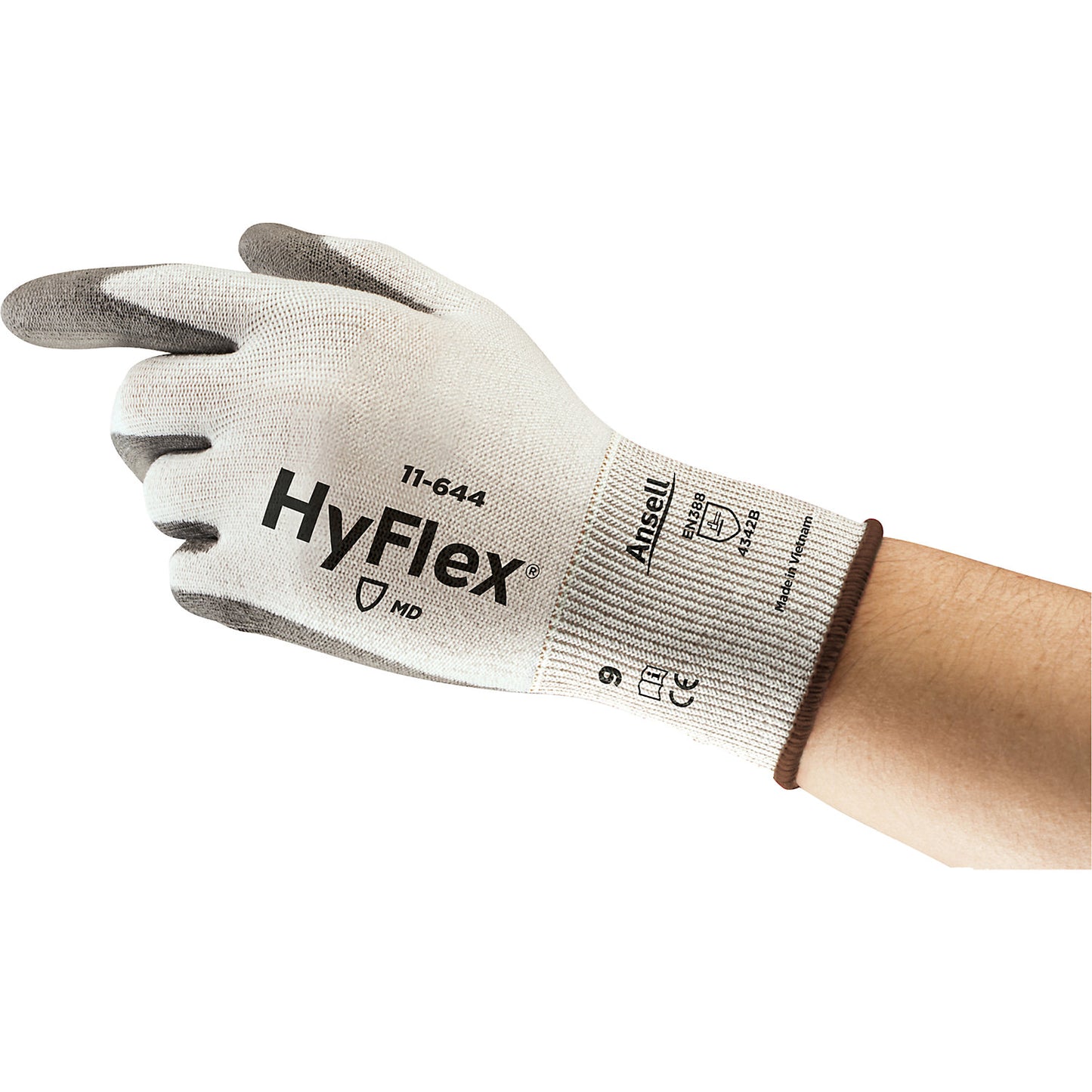 HyFlex® 11-644 work gloves, grey, pack of 12 pairs, size 8.