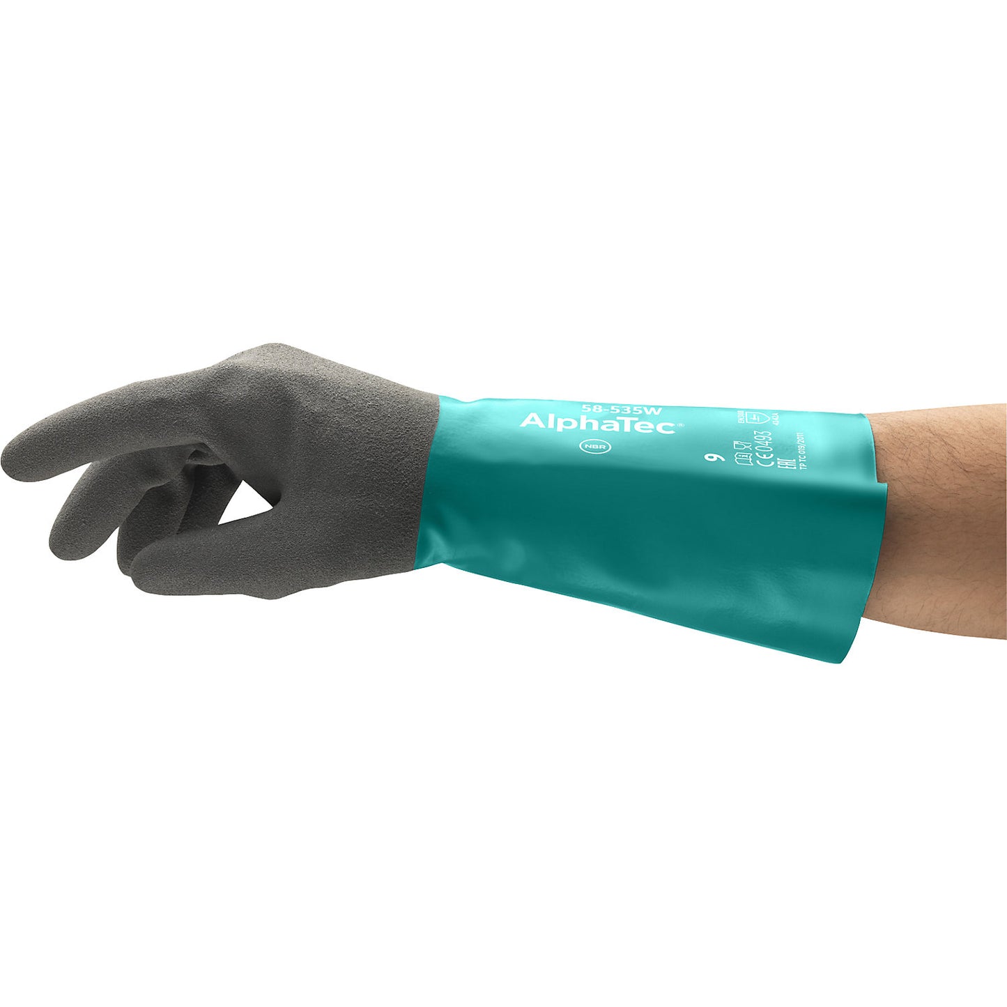 AlphaTec® 58-535W work gloves, grey, pack of 6 pairs, size 8.