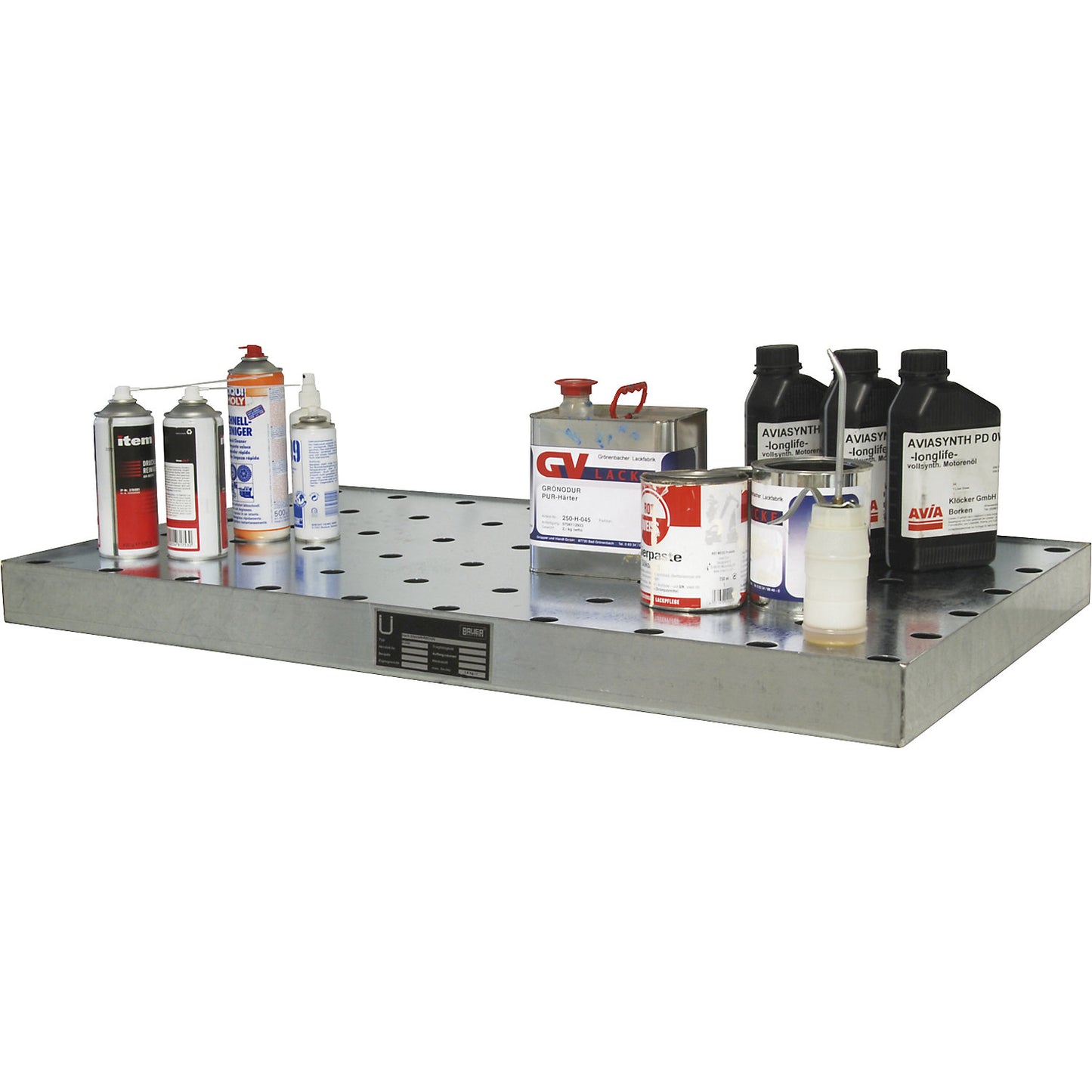 Stainless steel small container sump, with certification, 28 l, LxWxH 1000 x 600 x 70 mm.