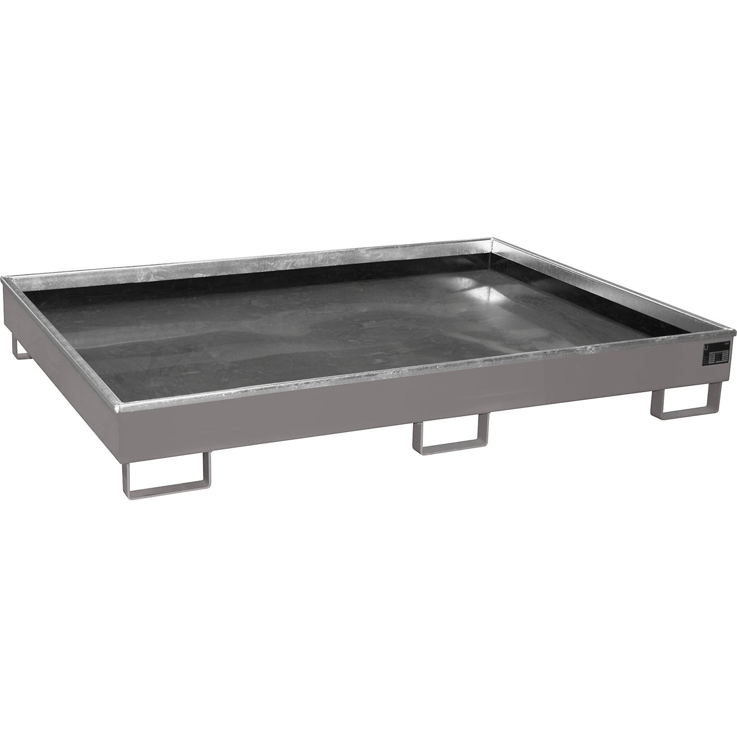 Base sump tray with PE insert, 240 l sump capacity, LxWxH 1765 x 1315 x 255 mm, grey.