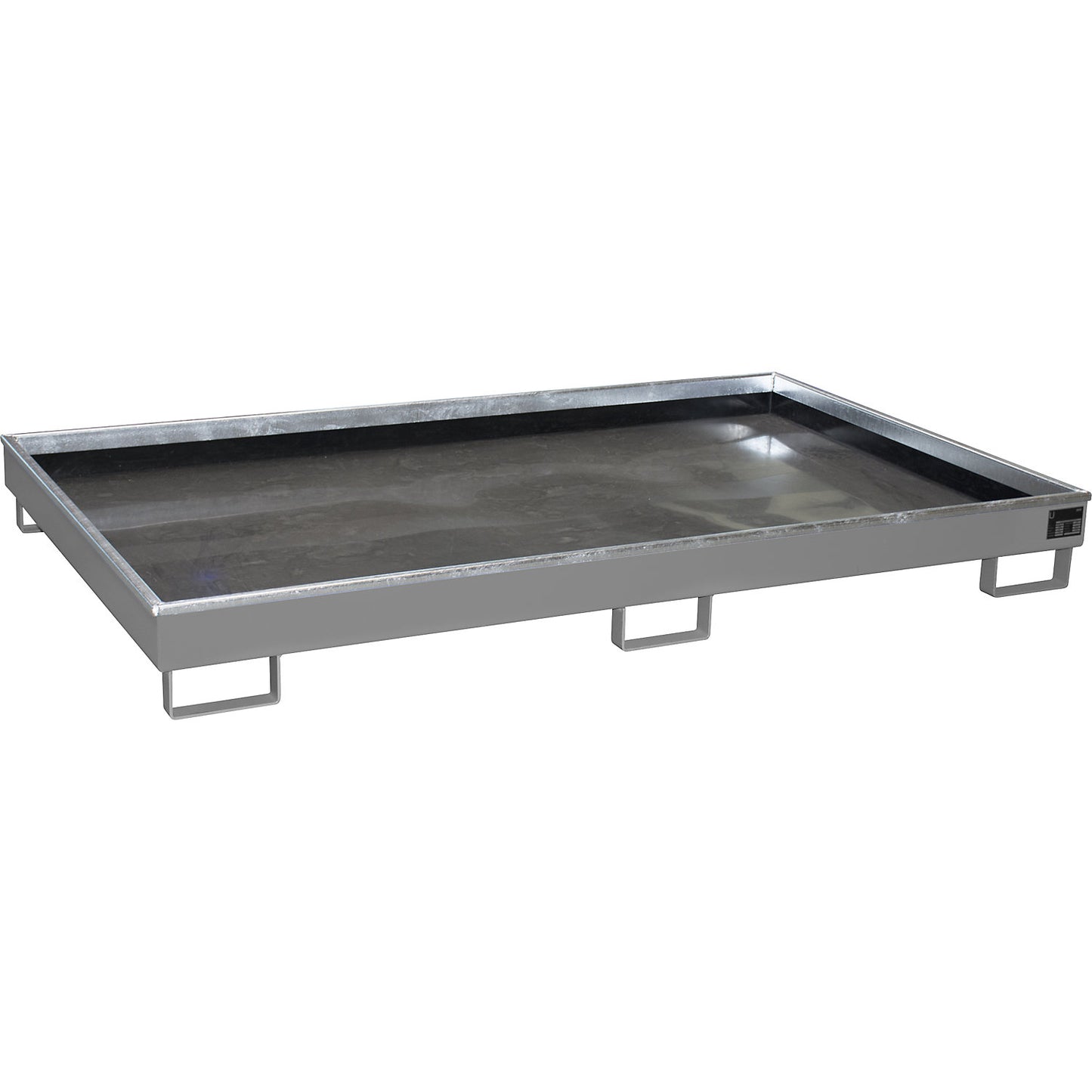 Base sump tray with PE insert, 240 l sump capacity, LxWxH 2165 x 1315 x 230 mm, grey.