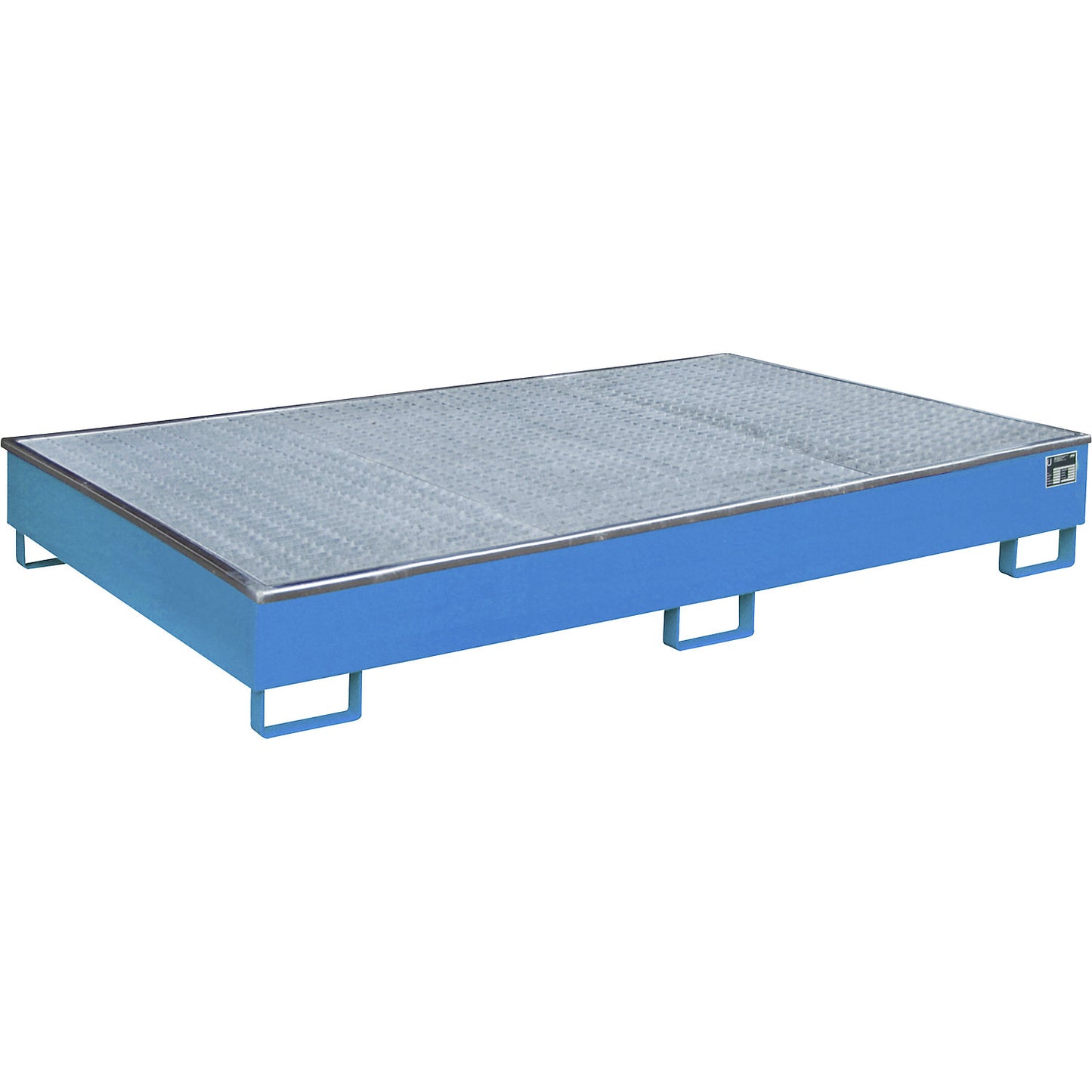 Base sump tray with PE insert, with grate, 1000 l, LxWxH 2165 x 1315 x 510 mm, blue.