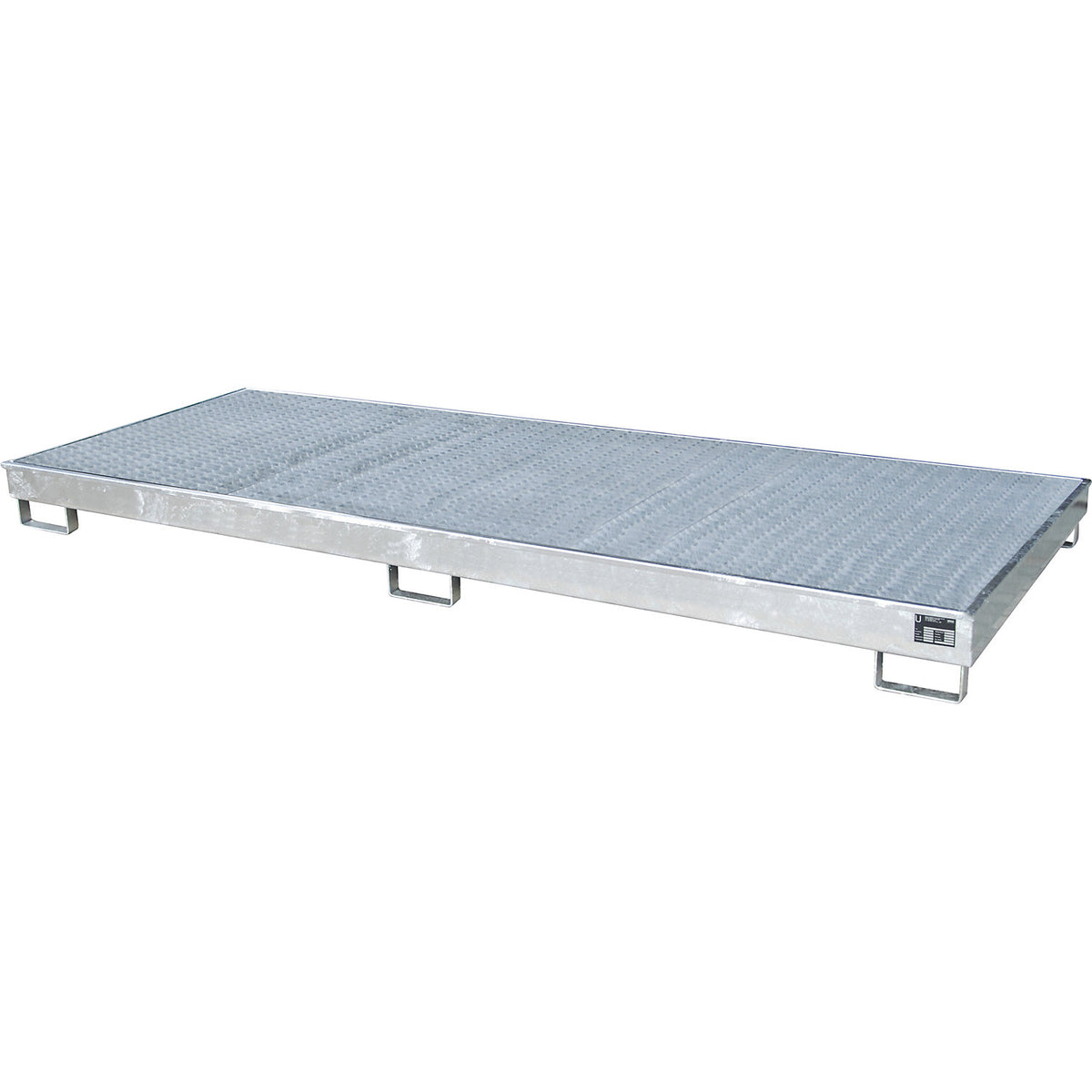 Base sump tray with PE insert, with grate, 240 l, LxWxH 3265 x 1315 x 195 mm, zinc plated.