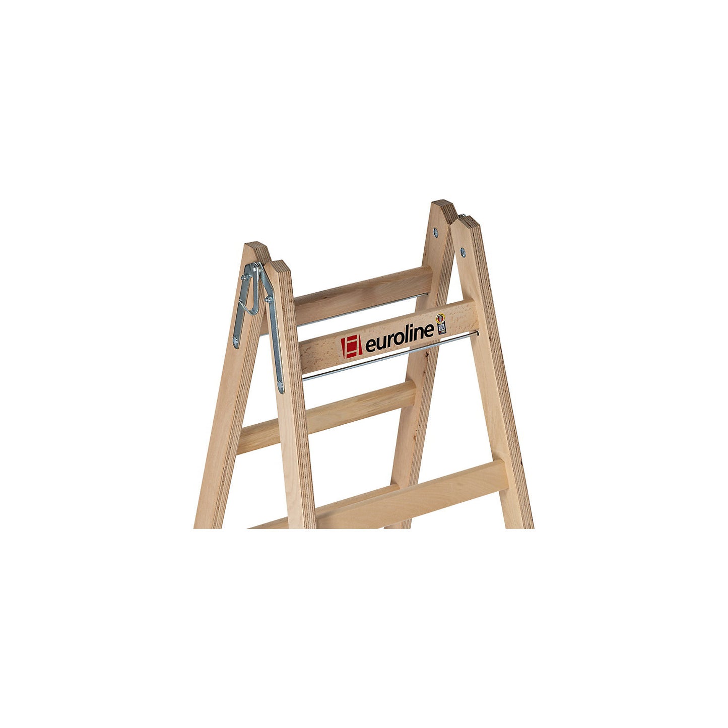 Wooden rung ladder, with bucket hook, 2 x 4 rungs.