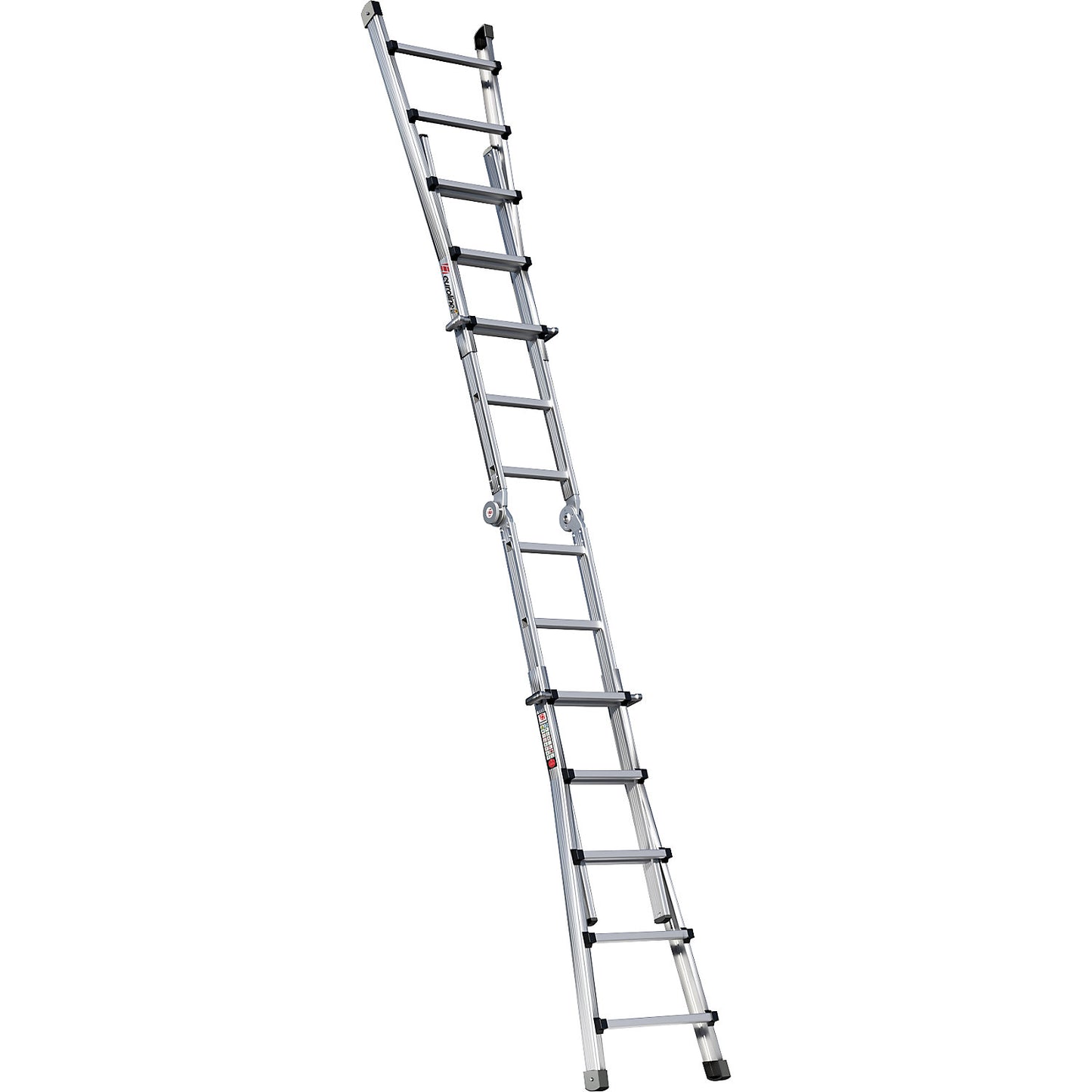Alu-Vario folding ladder, with telescopic rails, 4 x 5 rungs.