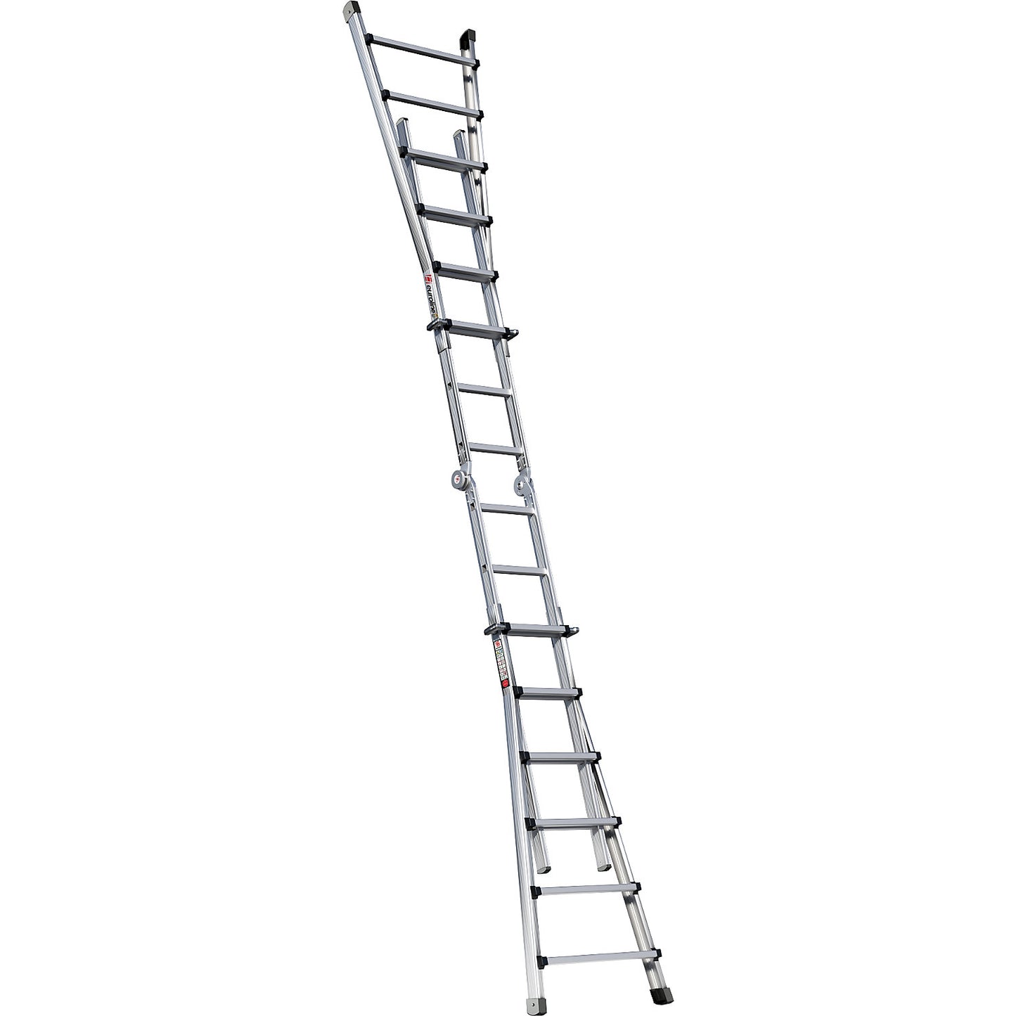 Alu-Vario folding ladder, with telescopic rails, 4 x 6 rungs.