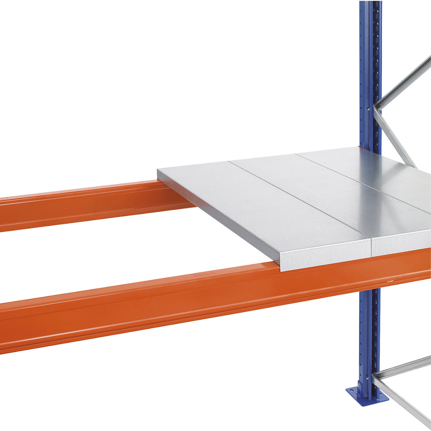 Steel panel shelf, for depth 1100 mm, for length 2700 mm, base thickness 1.5 mm.