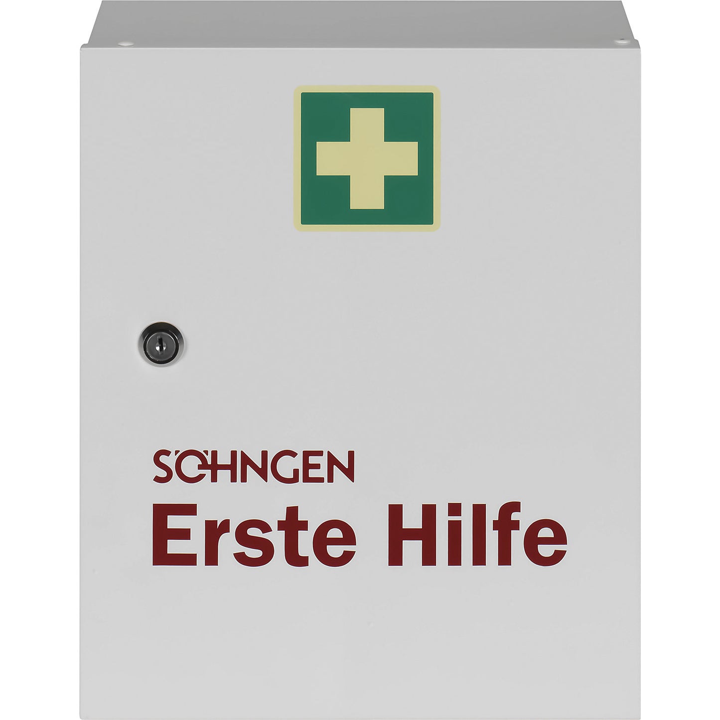 First aid cupboard, DIN 13157, without contents, white, depth 140 mm, HxW 362 x 302 mm.