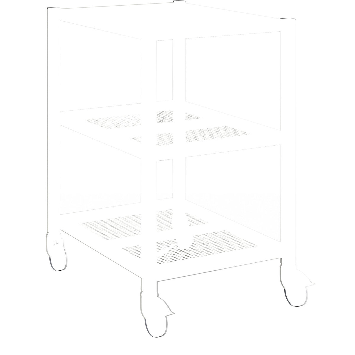 Cleanroom platform trolley, made of stainless steel, 3 shelves, length 800 mm.