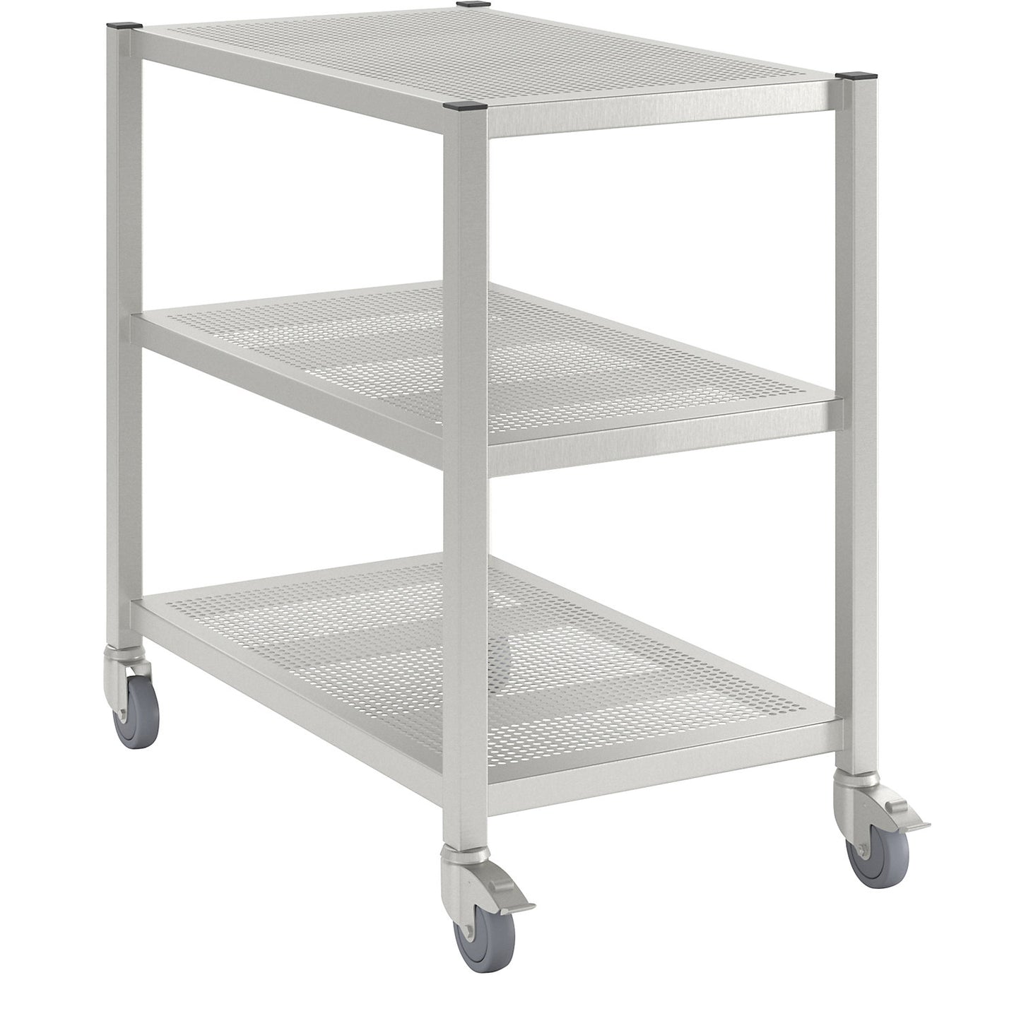Cleanroom platform trolley, made of stainless steel, 3 shelves, length 1000 mm.