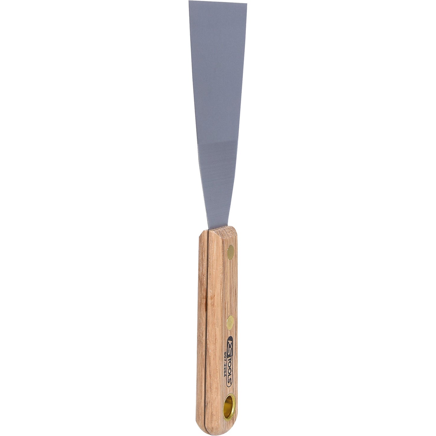 Stainless steel scraper, wooden handle, width 63 mm.