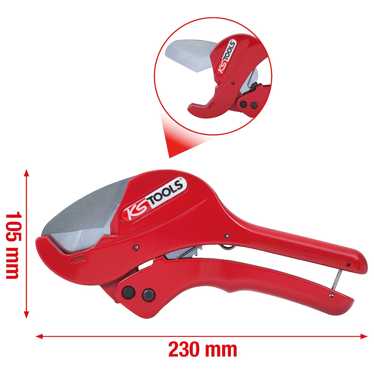 Automatic plastic pipe cutter, for Ø 0 - 42 mm, length 230 mm.