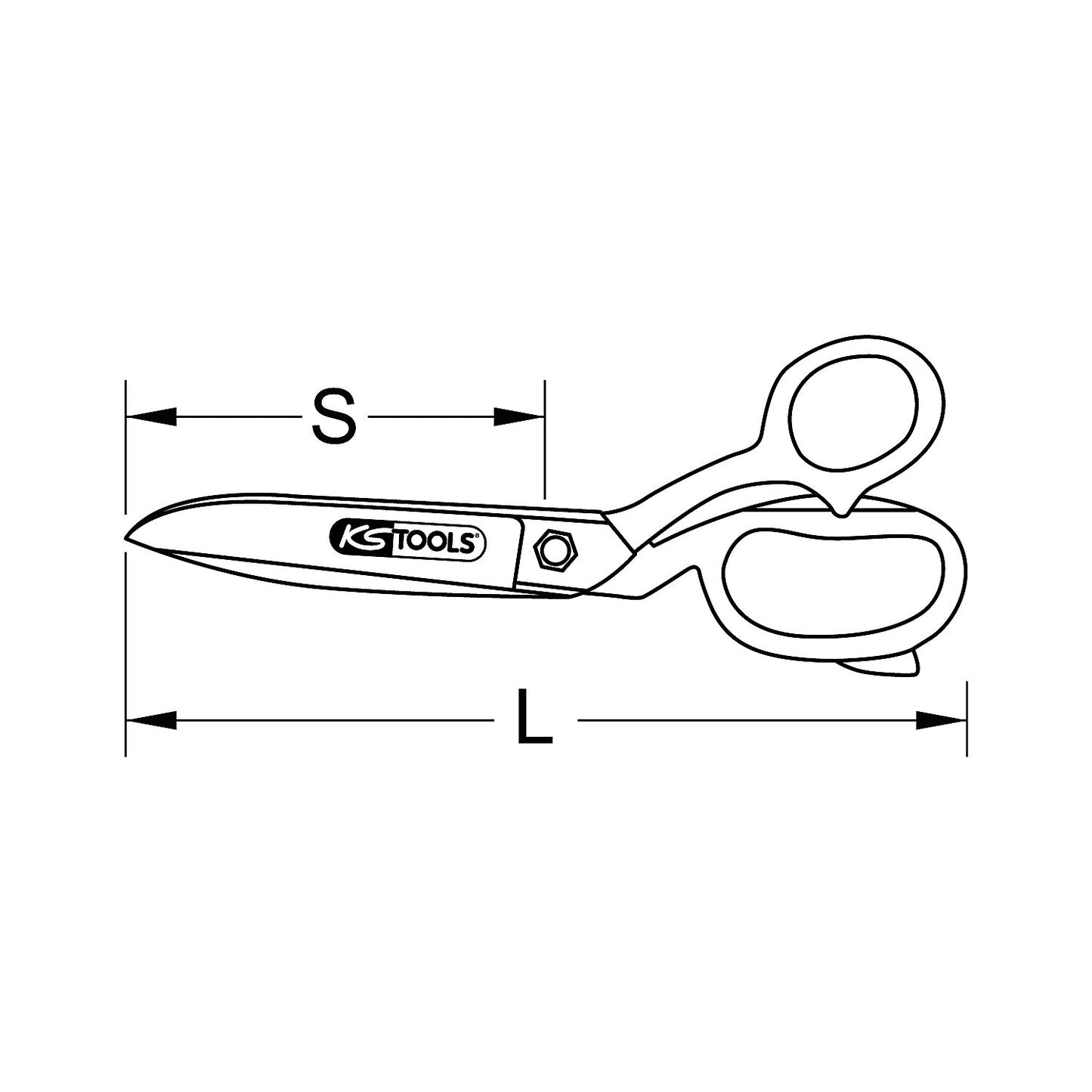 Universal workshop shears, length 200 mm, cutting edge length 100 mm.