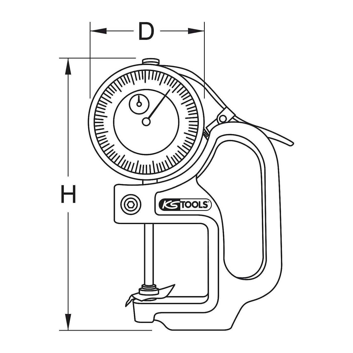 Dial indicator gauge, measuring range 0 - 30 mm, analogue.