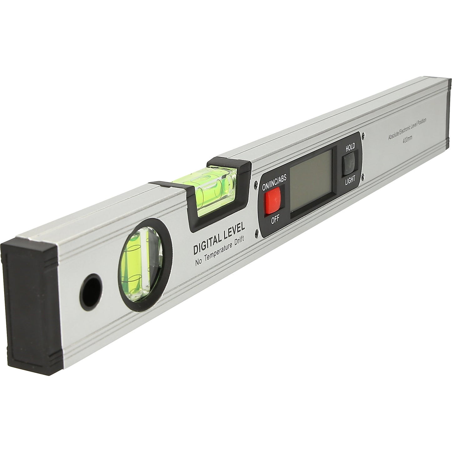 Digital aluminium profile spirit level, length 416 mm, measuring range 0° - 90°.