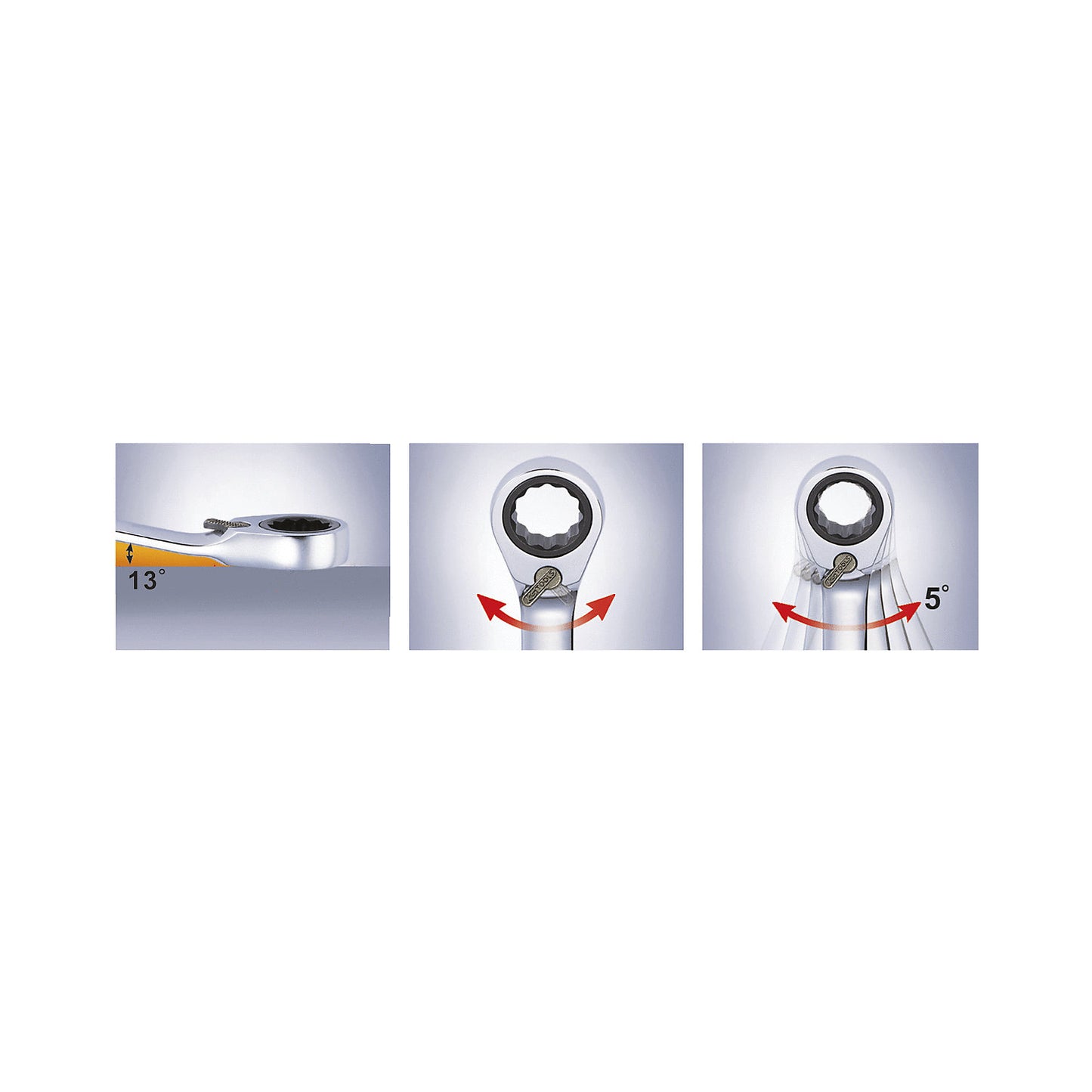 DUO GEARplus combination spanner, reversing, 15° ring offset, 27 mm.