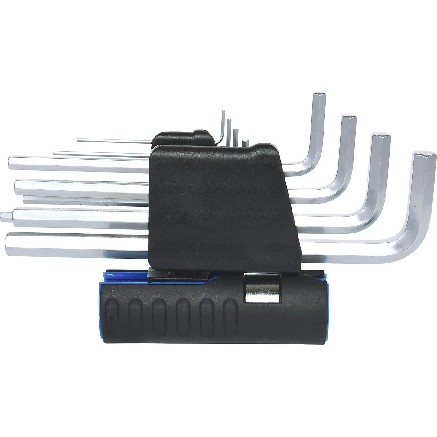 3-in-1 angle key wrench set, long, hexagon socket, inch as unit, 10 parts.
