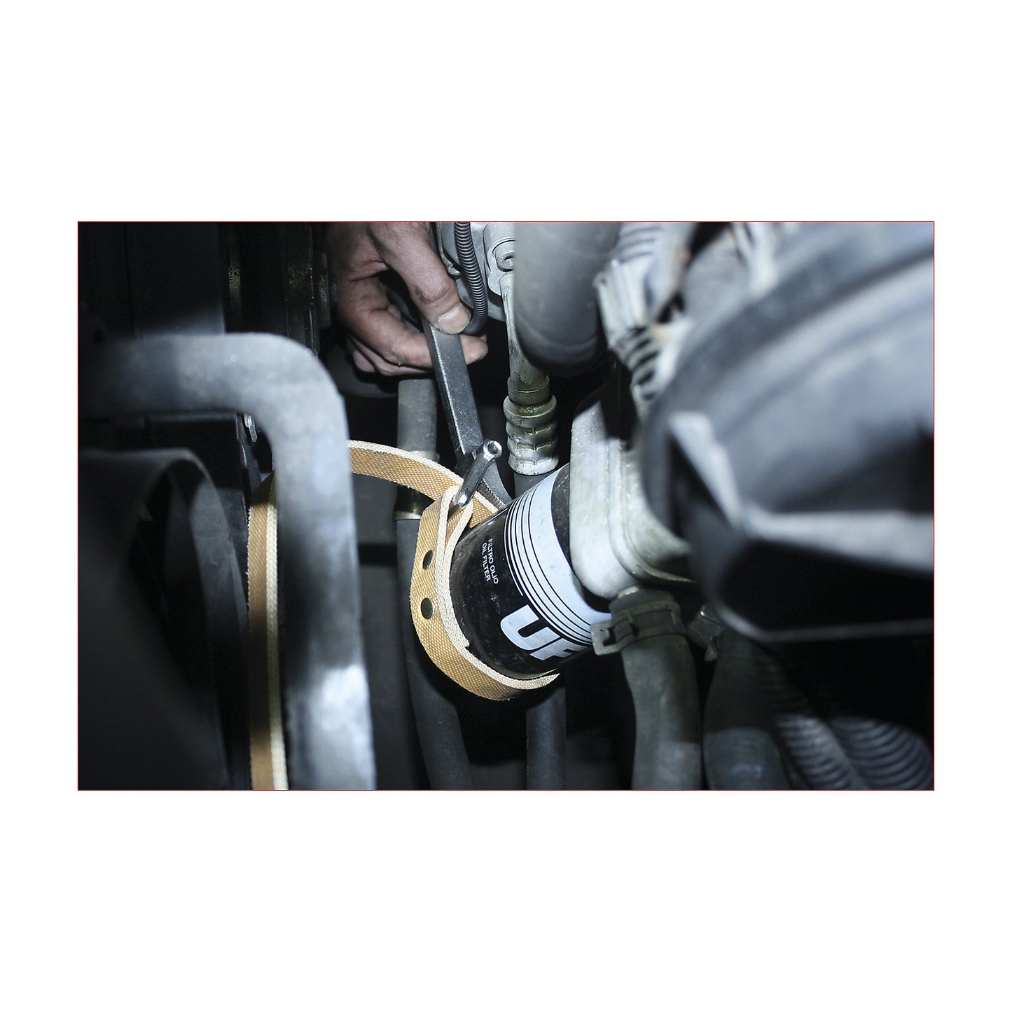 Strap spanner, length 220 mm, diameter 140 mm.