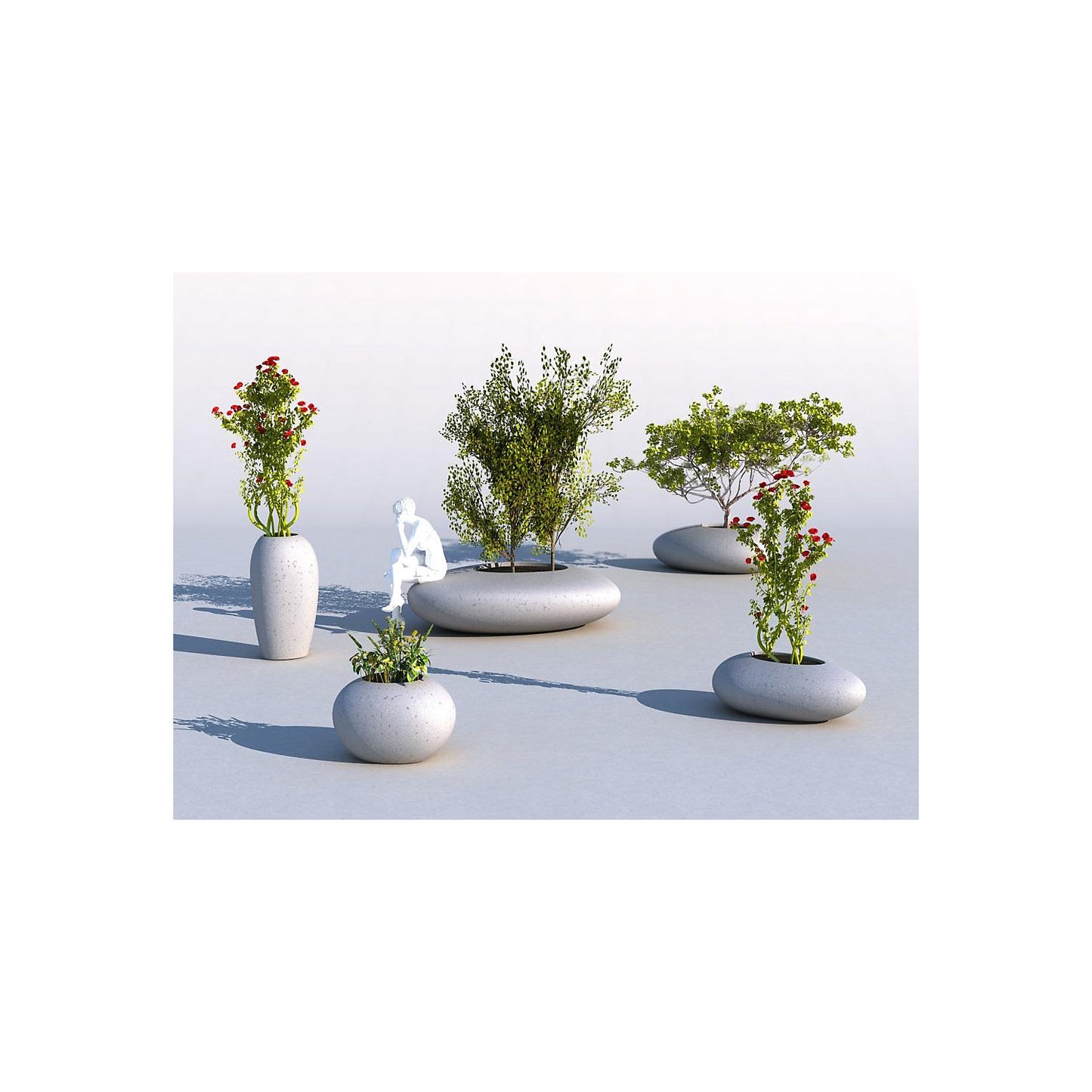 Plant container, STORUS I, HxWxD 500 x 1920 x 1670 mm, charcoal granite.