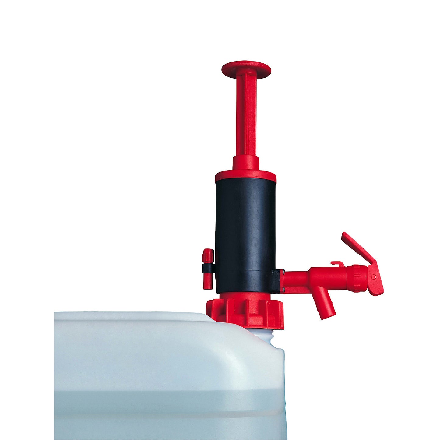 Canister/drum hand metering pump, for lyes, red, 20 l/min.