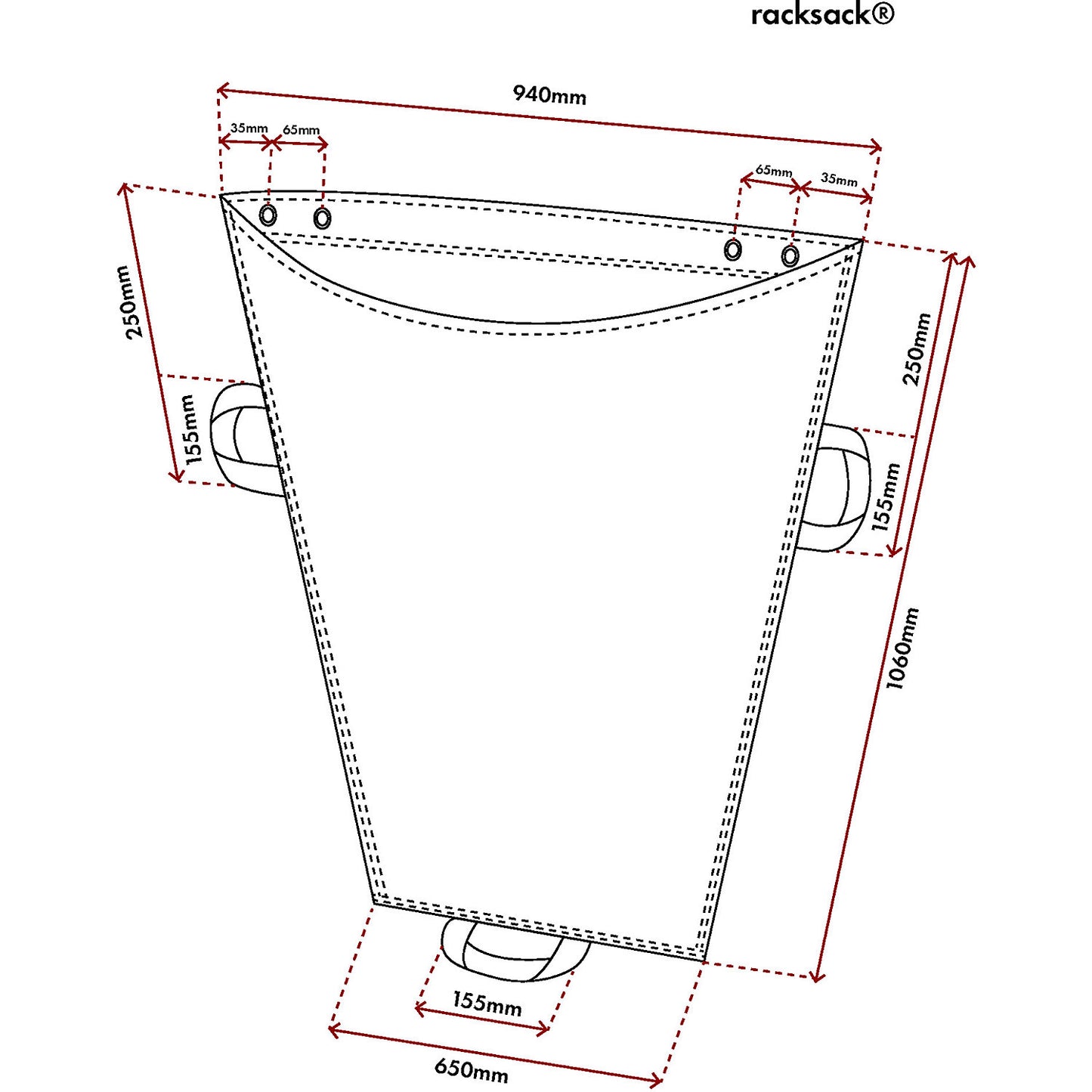 Racksack®, capacity 160 l, blue/transparent, plastic symbol.