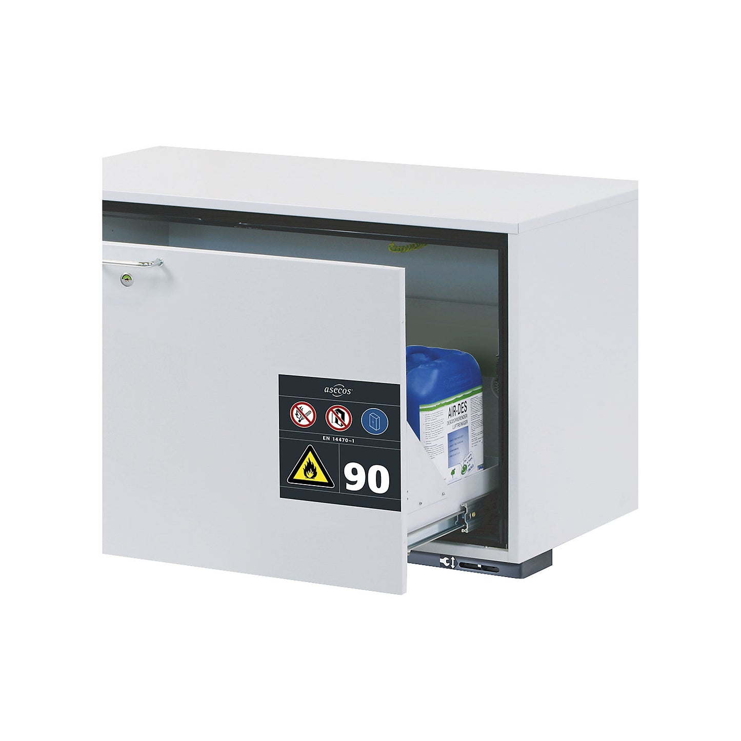 SOFT-CLOSE self-retraction damping, for type 90 add-on drawer unit for hazardous goods, width 1400 mm.