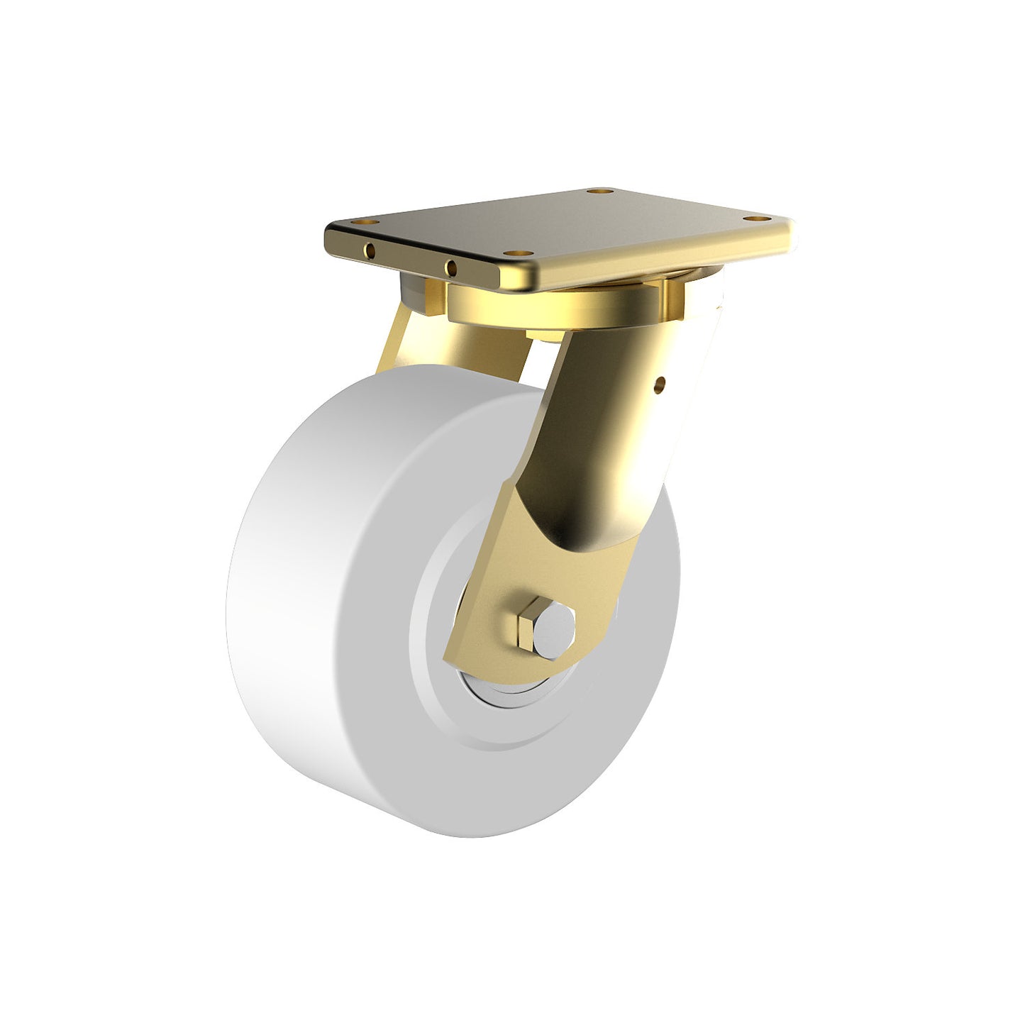 Nylon wheel, steel housing, welded, wheel Ø x width 125 x 55 mm, swivel castor.