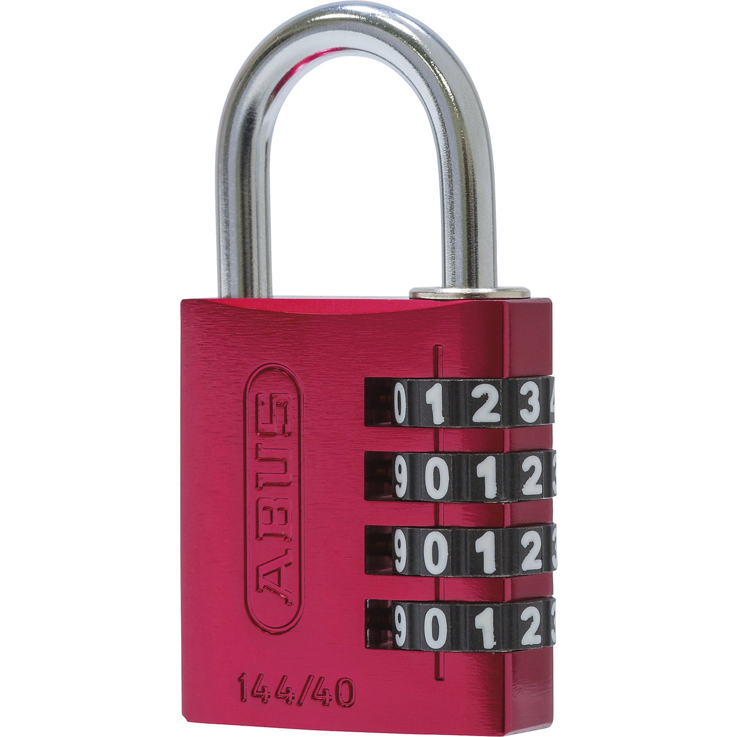 Combination lock, aluminium, with adjustable code, 144/40, pack of 6, red.