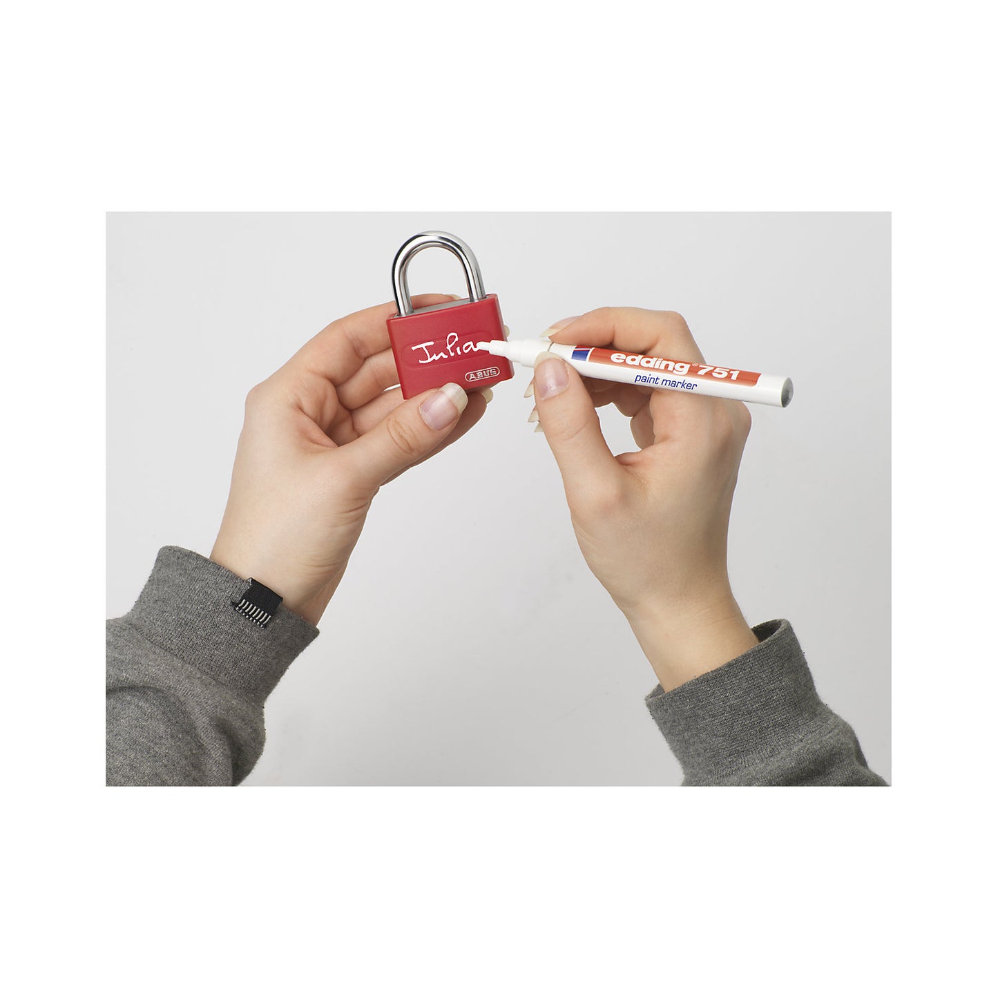 Padlock, can be written on, T65AL/40, pack of 12, red.