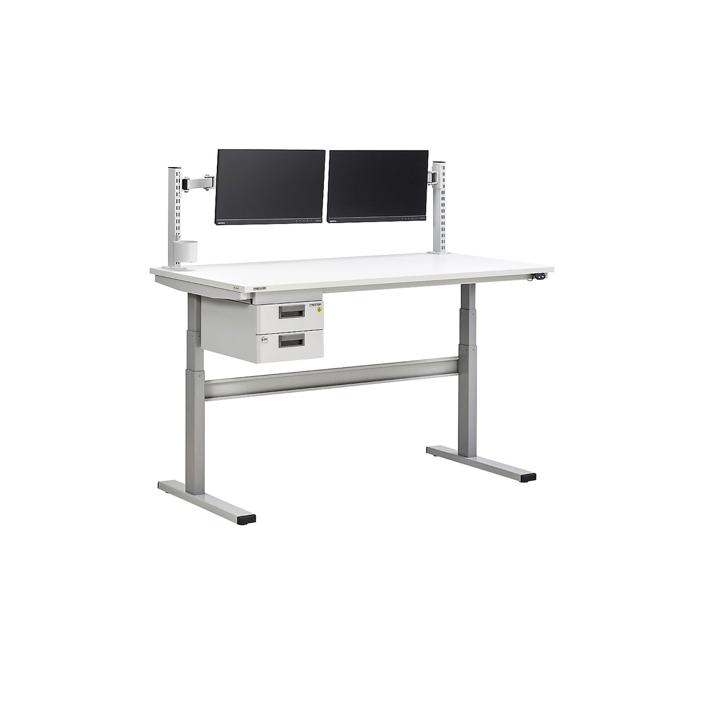 Work table, electric height adjustment, height 630 - 1270 mm, ESD model, WxD 1500 x 800 mm.