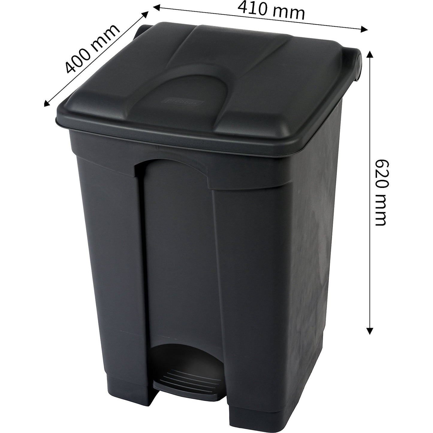 Waste collector with pedal, made of recycled material, antibacterial, capacity 45 l, HxWxD 620 x 400 x 410 mm, black.