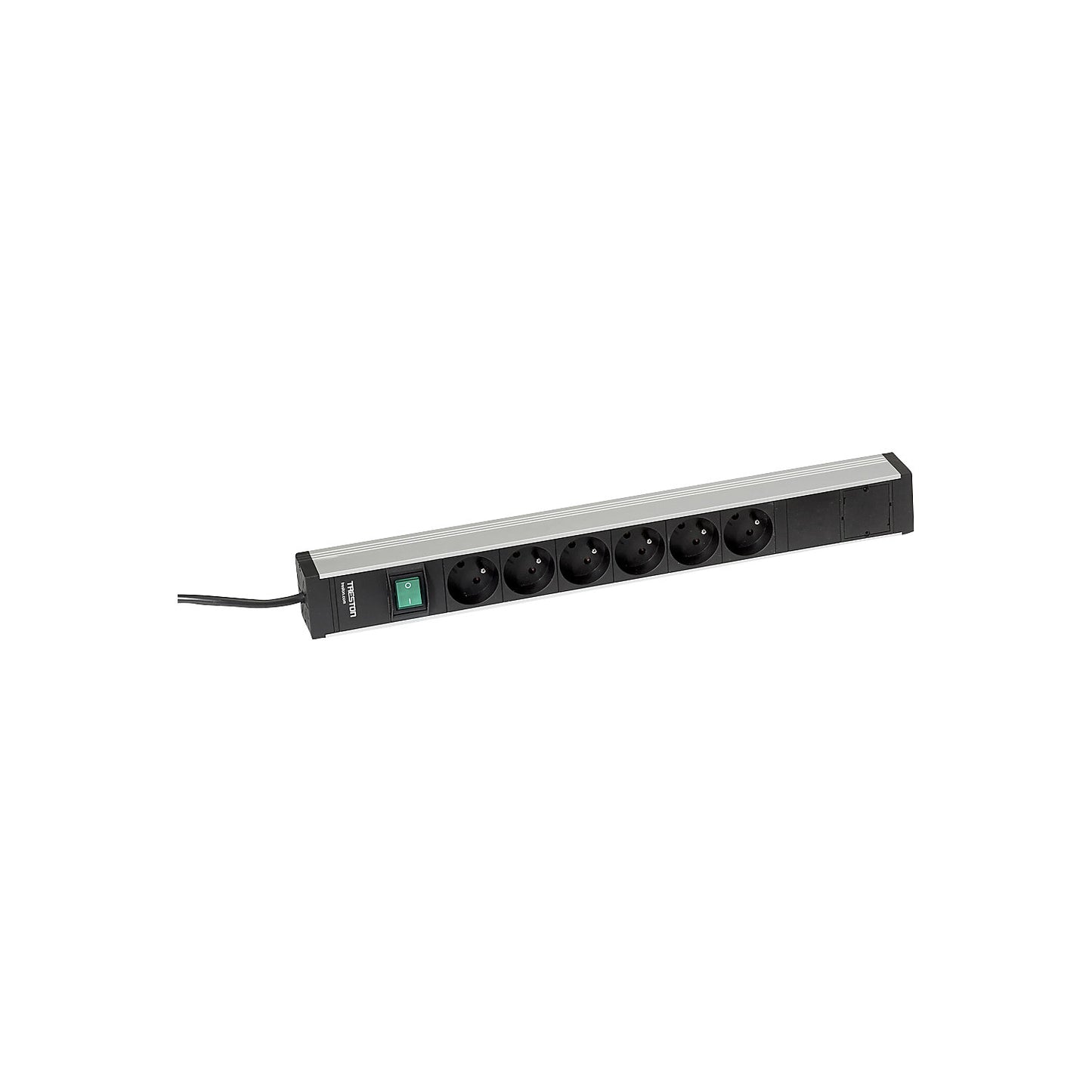 Trailing socket for work tables, 6 sockets, switch, length 468 mm.