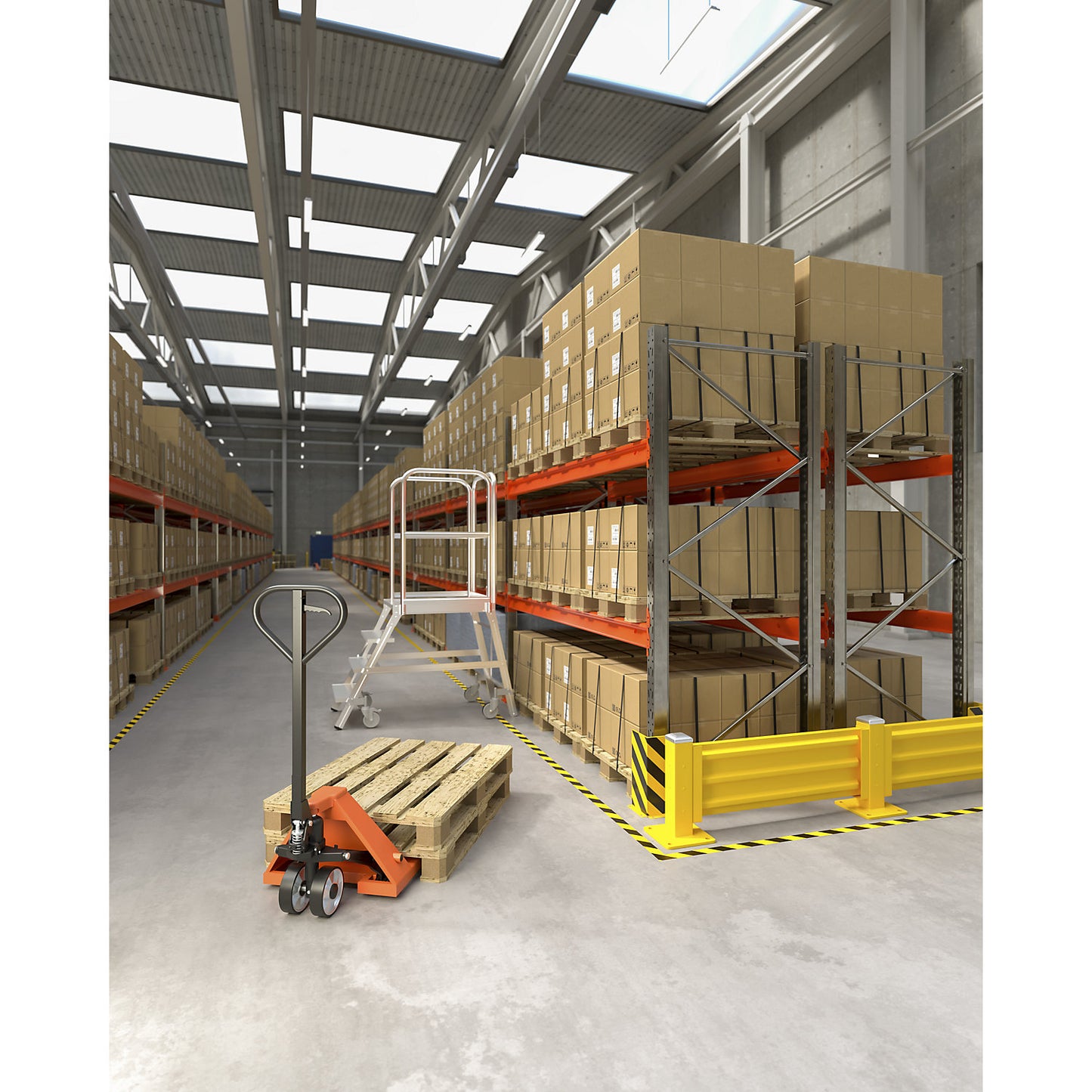 Space pallet racking, zinc plated/orange, HxWxD 3500 x 2930 x 1100 mm, max. shelf load 2250 kg, standard shelf unit.