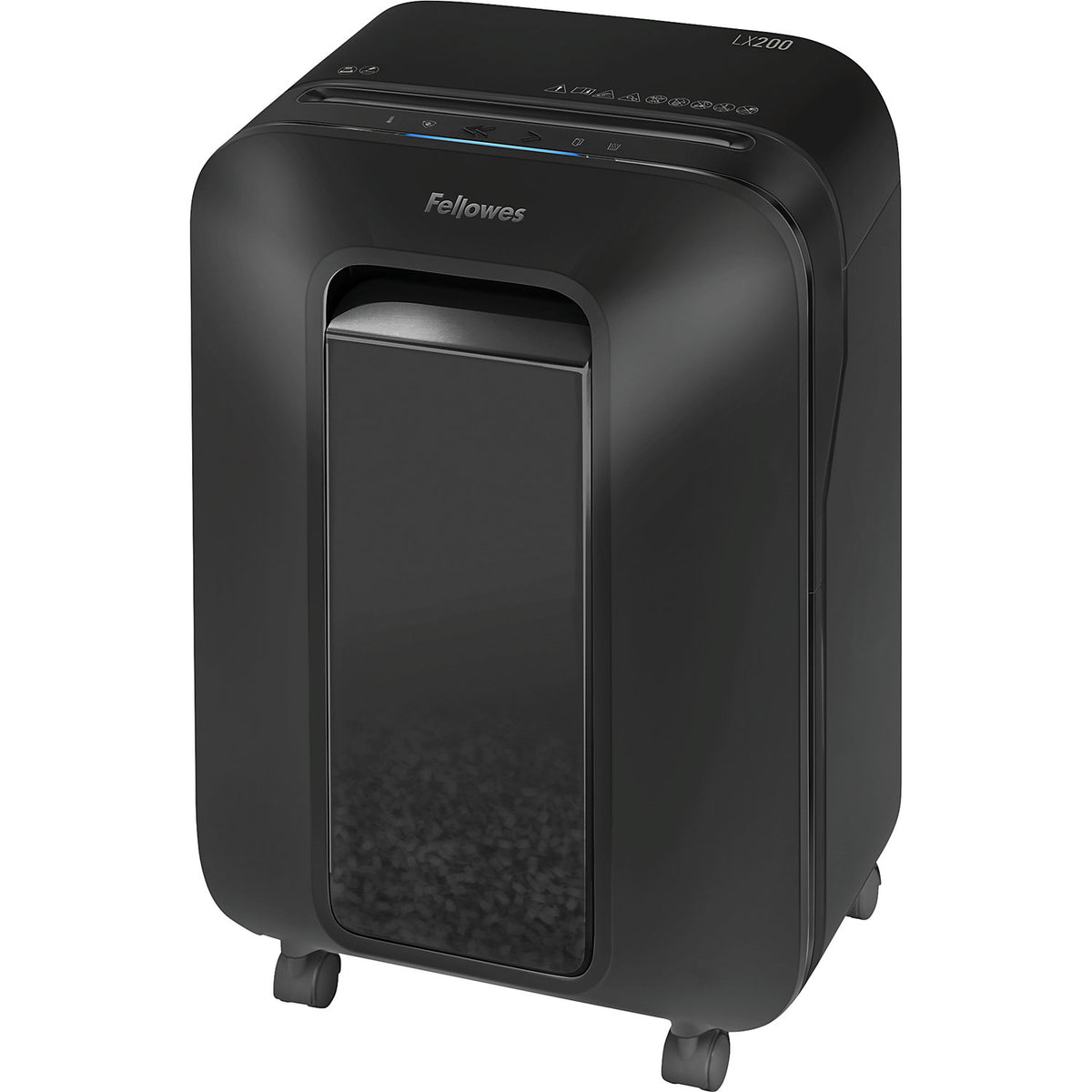 Powershred® LX200 document shredder, particles 4 x 12 mm, 12 sheets, black.