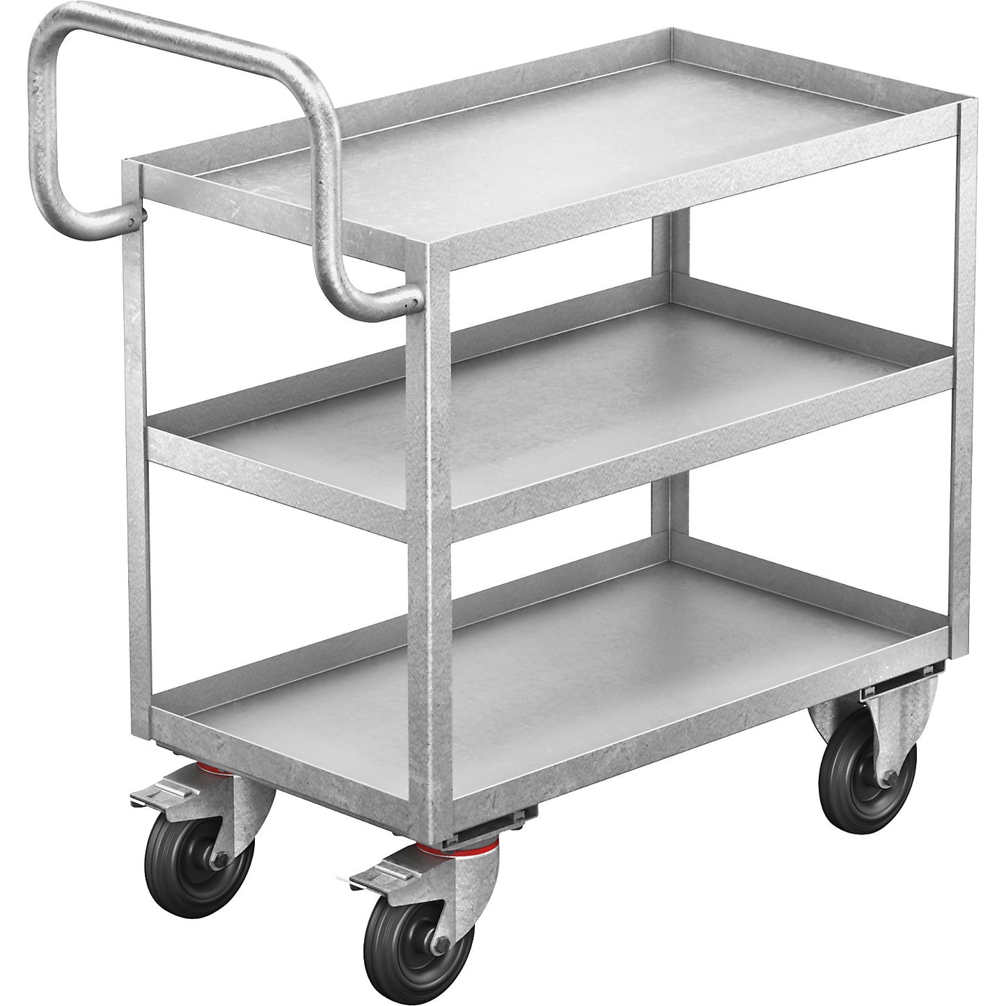 Push handle, ergonomic, for assembly trolley, width 700 mm, zinc plated.