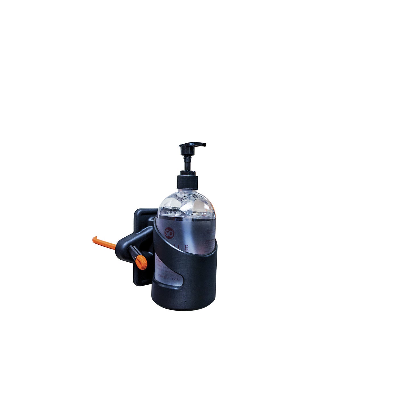 Dispenser bracket, for disinfectant/soap, black.