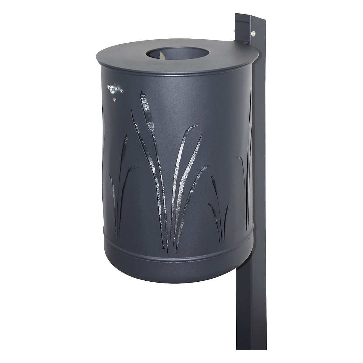 Outdoor waste collector 50 l, for mounting to a wall or a post, black grey, structured.