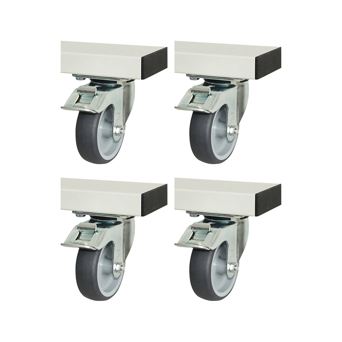 Set of castors for adlatus 300, 4 swivel castors with wheel stops, WxL 100 x 30 mm.