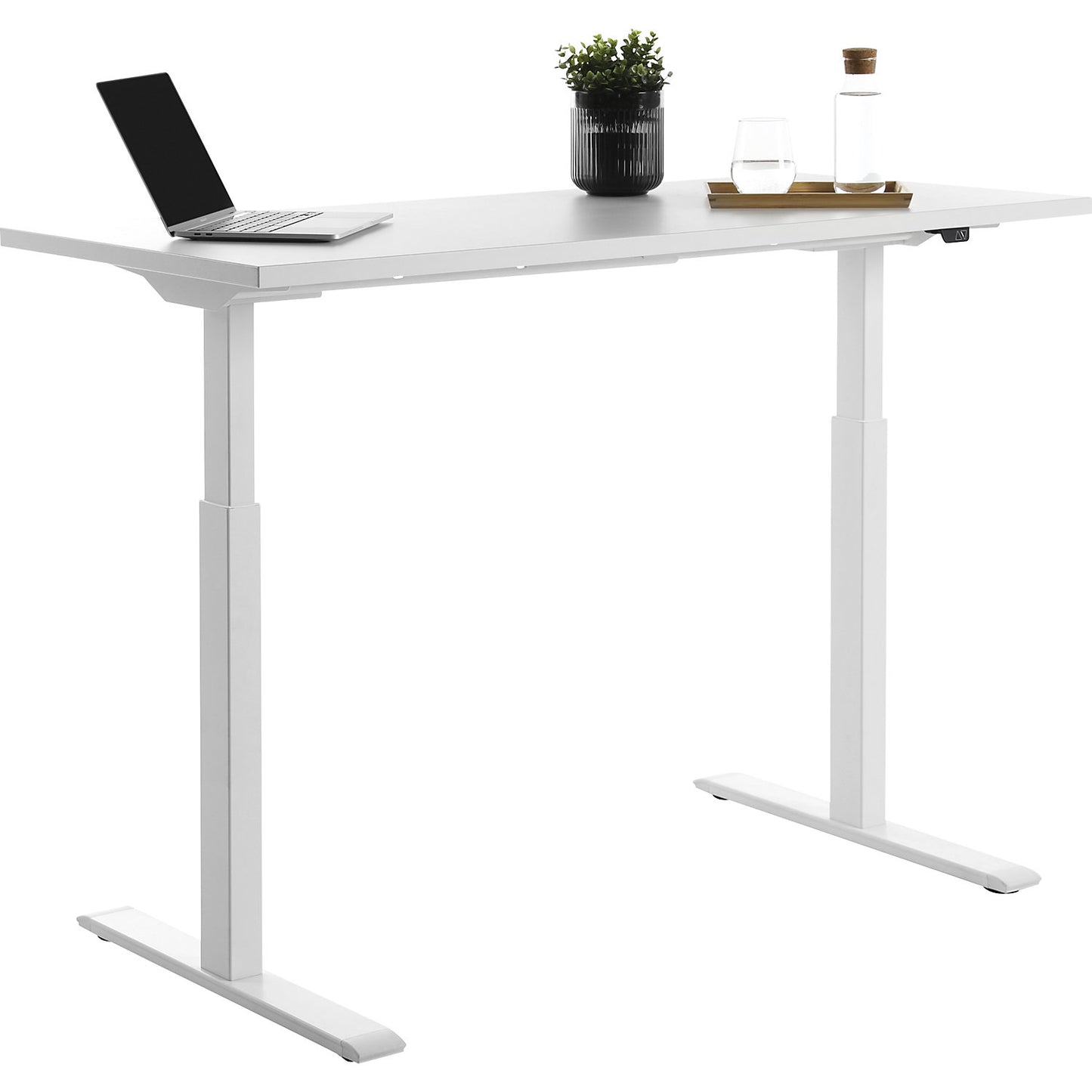 Desk, electric height adjustment, straight, WxD 1400 x 600 mm, white/white.