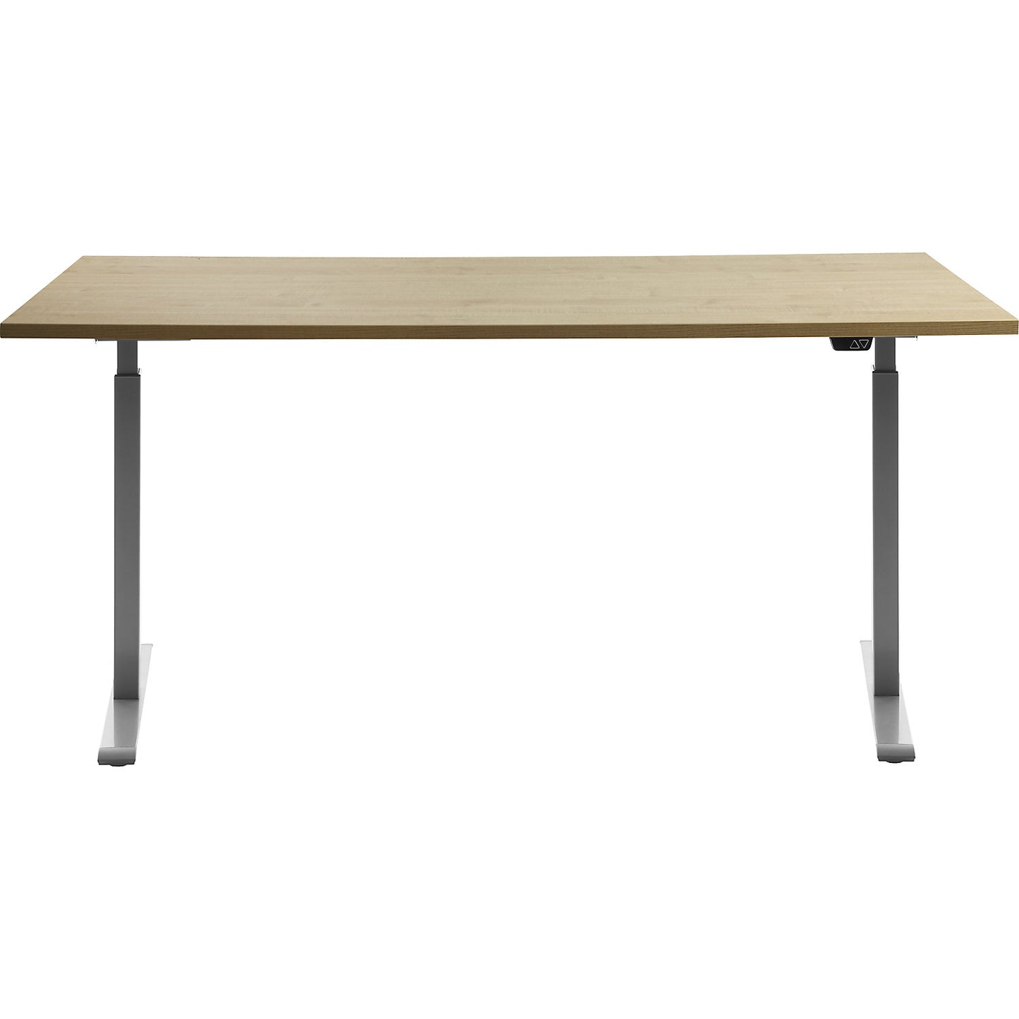 Desk, electric height adjustment, straight, WxD 1600 x 800 mm, maple/grey.