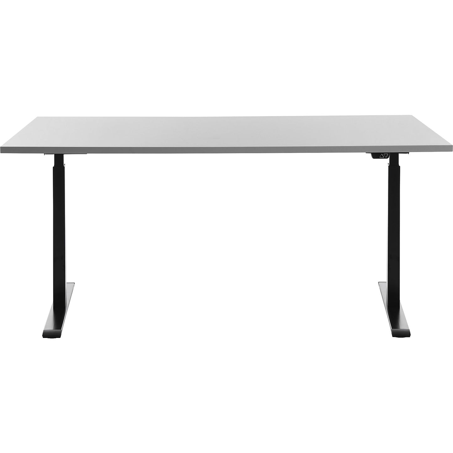 Desk, electric height adjustment, straight, WxD 1600 x 800 mm, light grey/black.