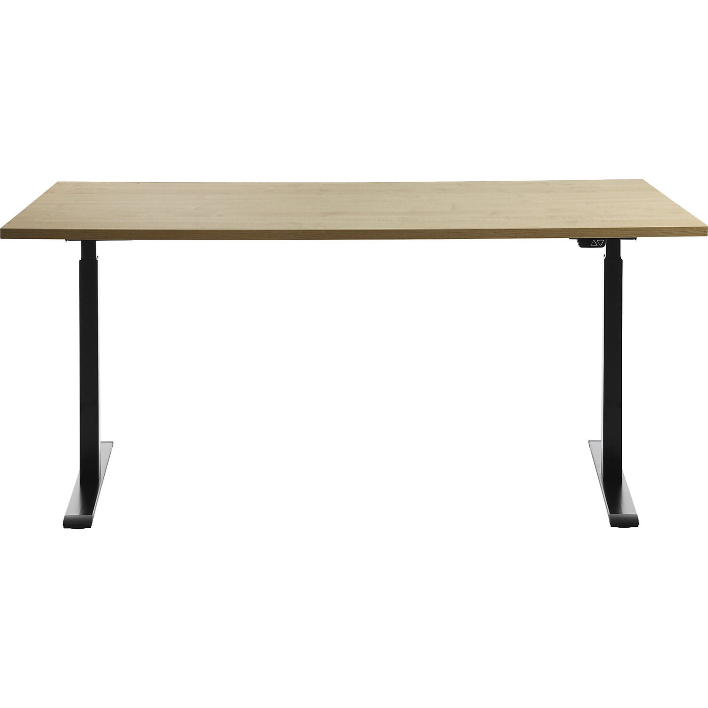 Desk, electric height adjustment, straight, WxD 1600 x 800 mm, maple/black.