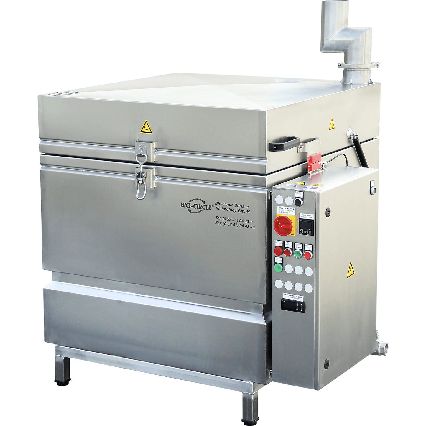 Parts washer, made of stainless steel, with high pressure spray system.