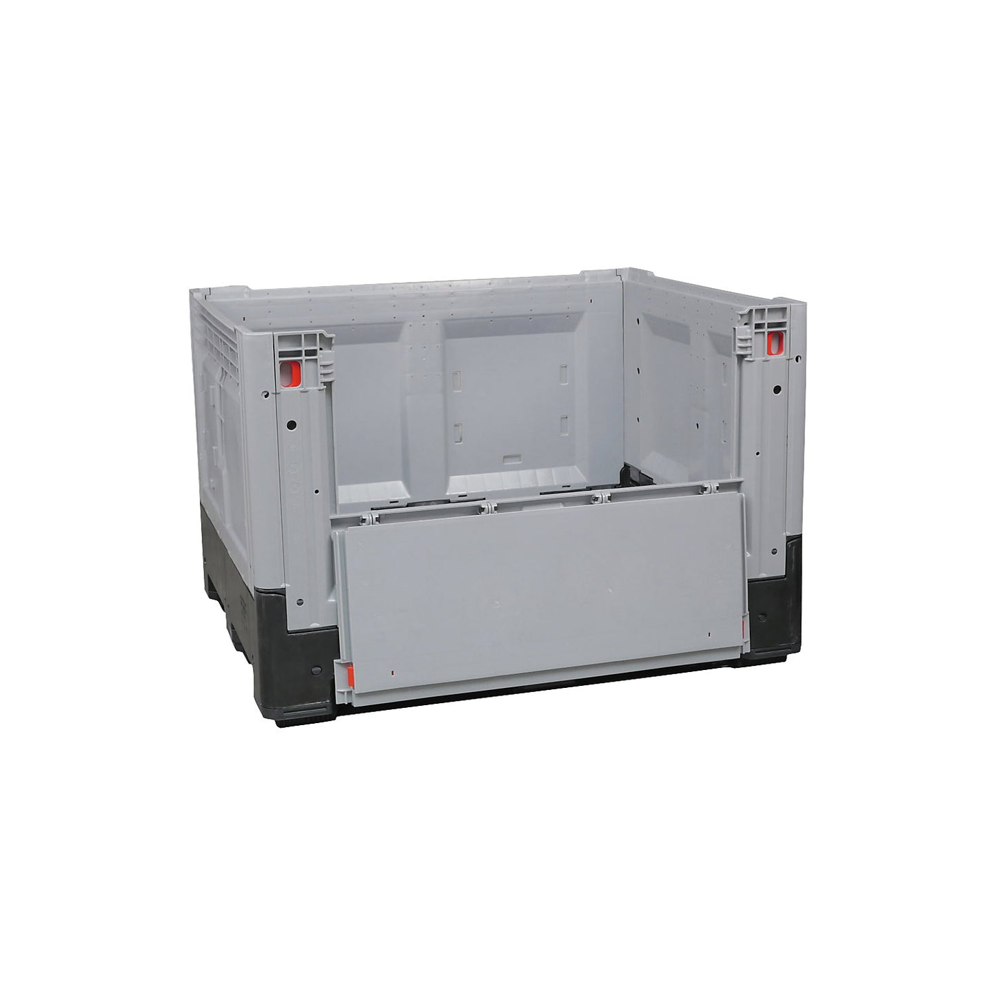 Pallet container, folding, LxWxH 1200 x 1000 x 800 mm, 3 runners, closed, grey/black.