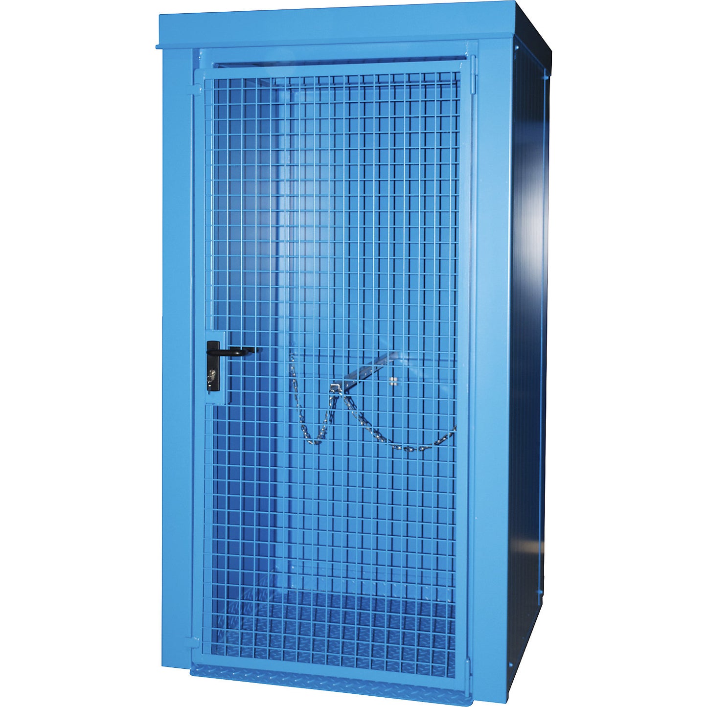 Gas cylinder container, fire resistant, for 9 cylinders with Ø 230 mm, blue.