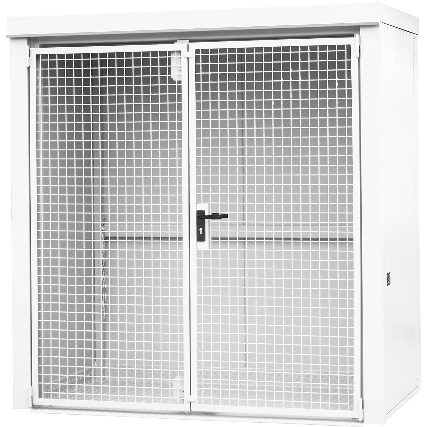 Gas cylinder container, fire resistant, for 28 cylinders with Ø 230 mm, white.