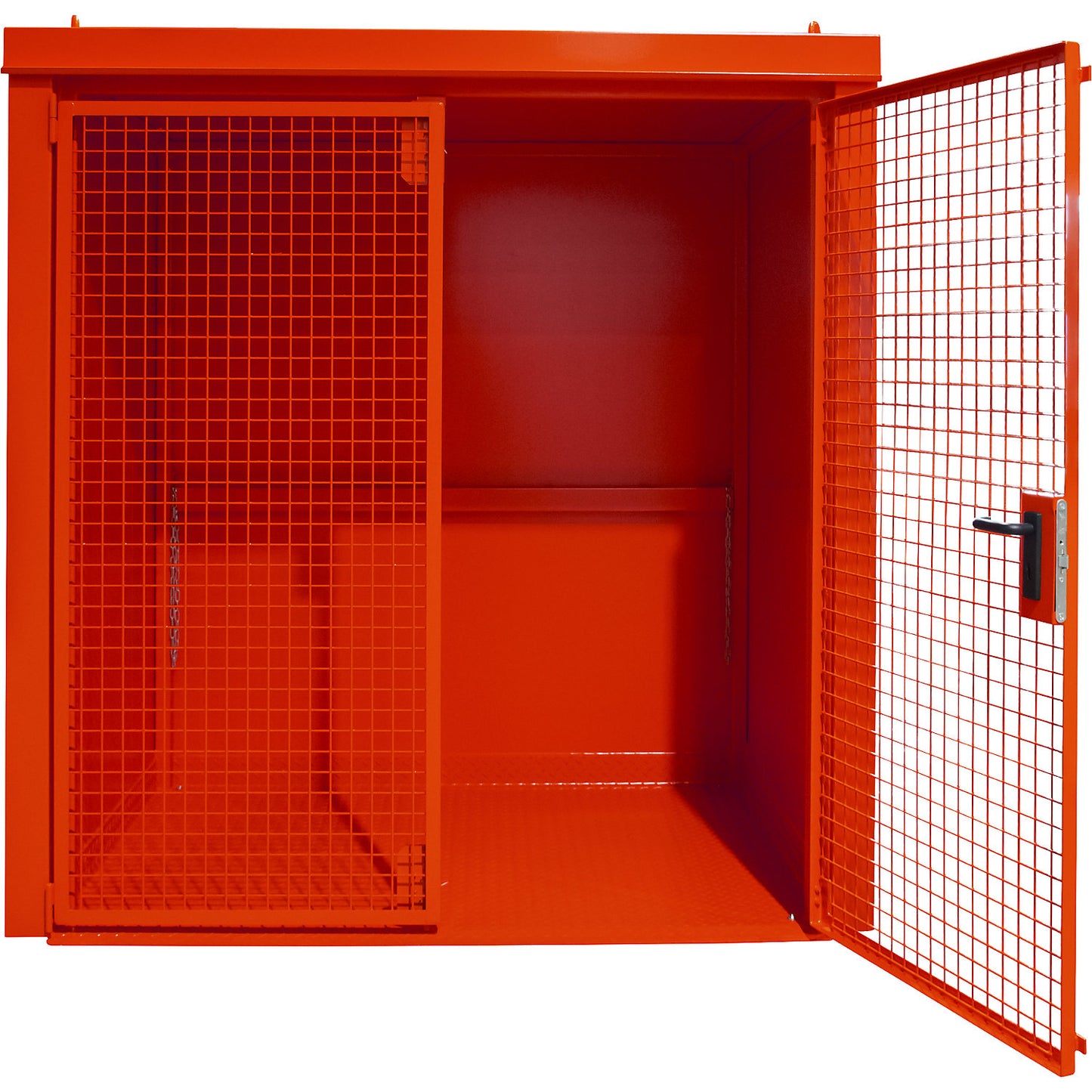 Gas cylinder container, fire resistant, for 35 cylinders with Ø 230 mm, red.