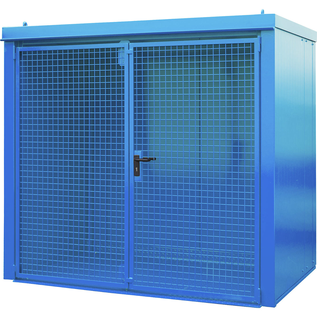 Gas cylinder container, fire resistant, for 45 cylinders with Ø 230 mm, blue.